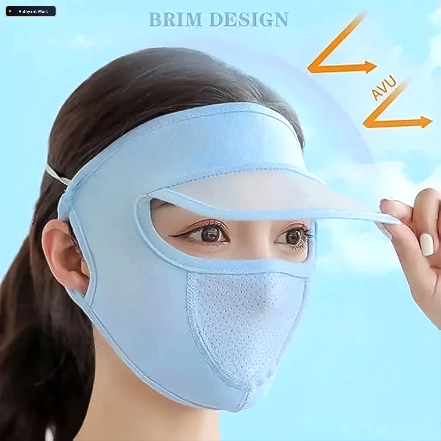 Vidhyant Mart Uv Protection Cap Full Face Sun Dust Shield For Wo 2
