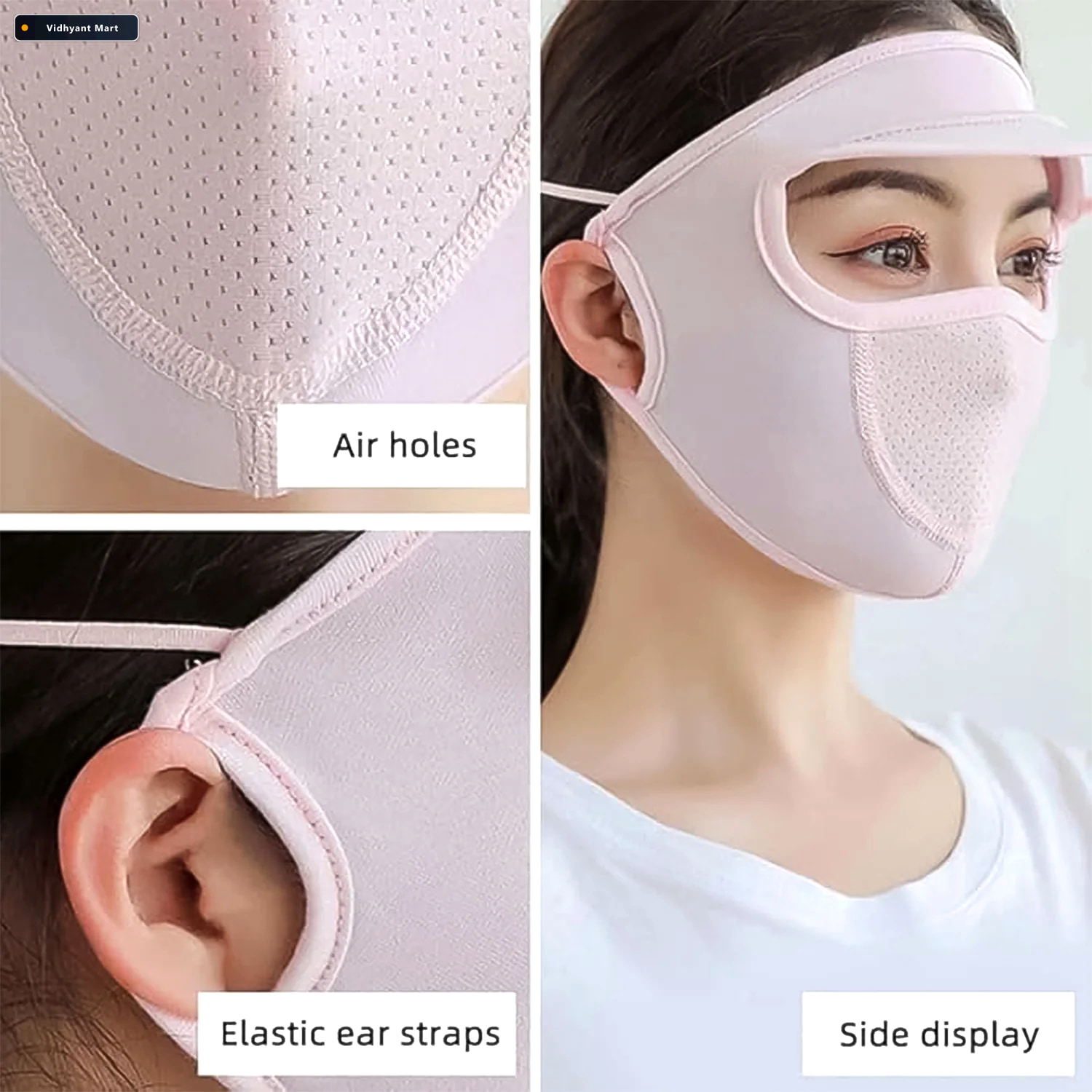 Vidhyant Mart Uv Protection Cap Full Face Sun Dust Shield For Wo 4
