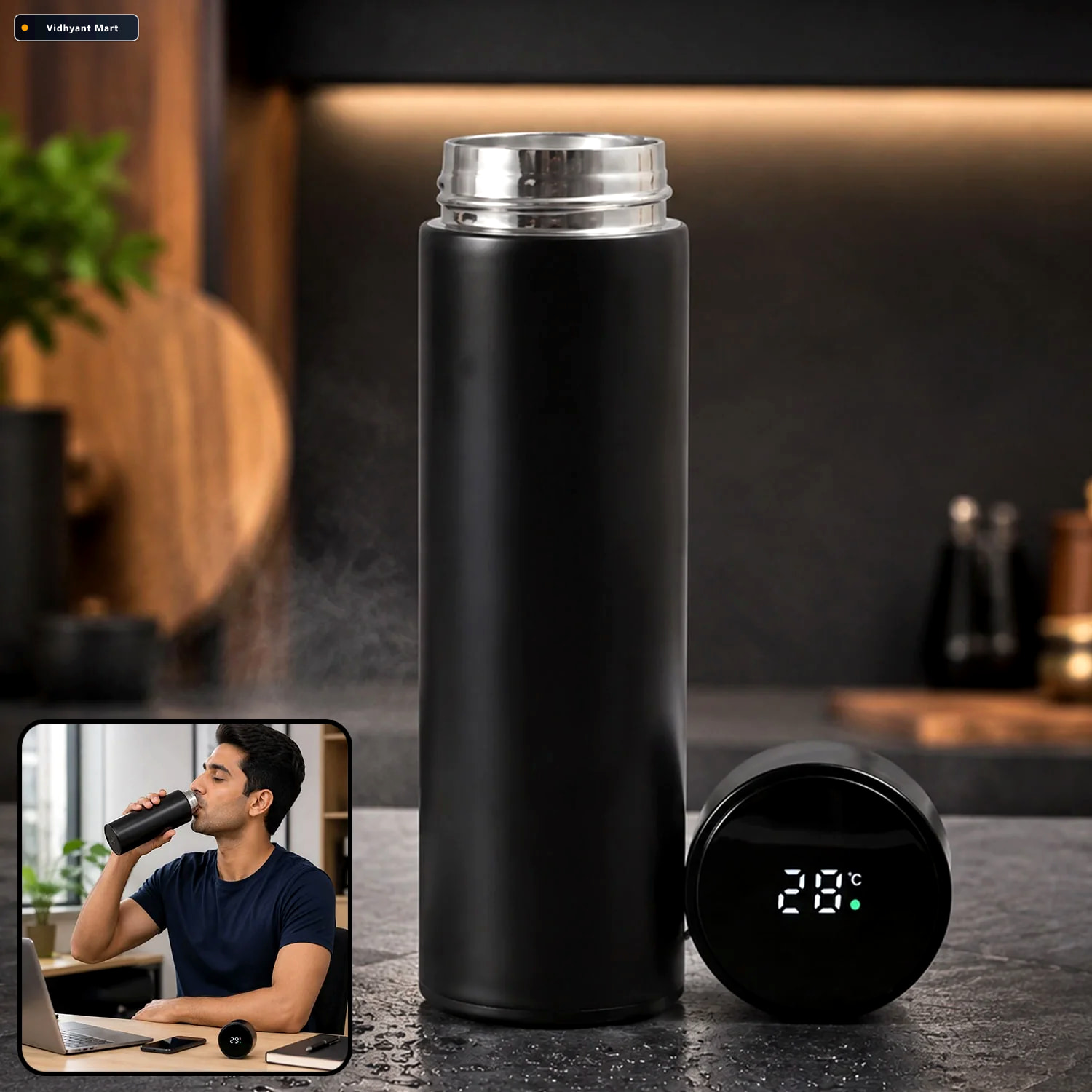 Vidhyant Mart Vacuum Insulated Water Bottle Led Temp Display 500 1