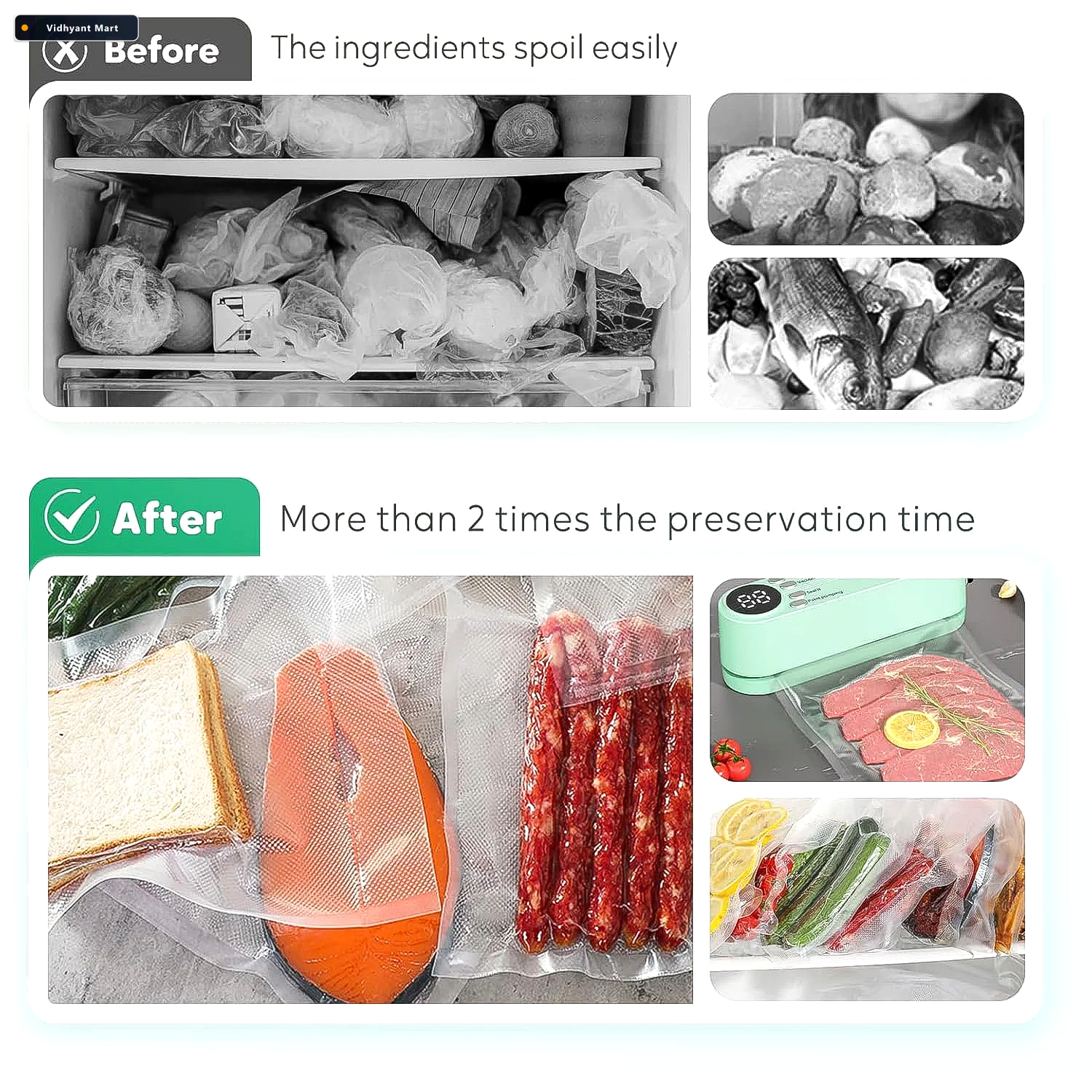 Vidhyant Mart Vacuum Sealer Machine Rechargeable Digital Kitchen 2