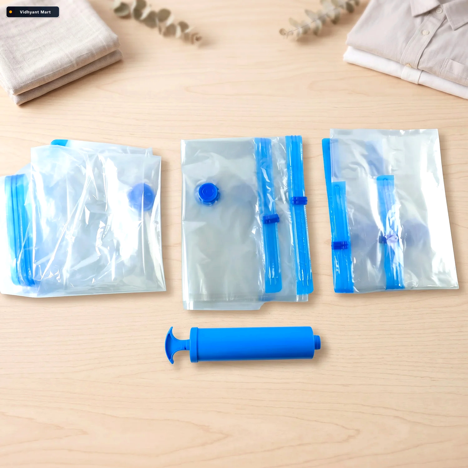 Vidhyant Mart Vacuum Storage Bags With Suction Pump Space Saving 3