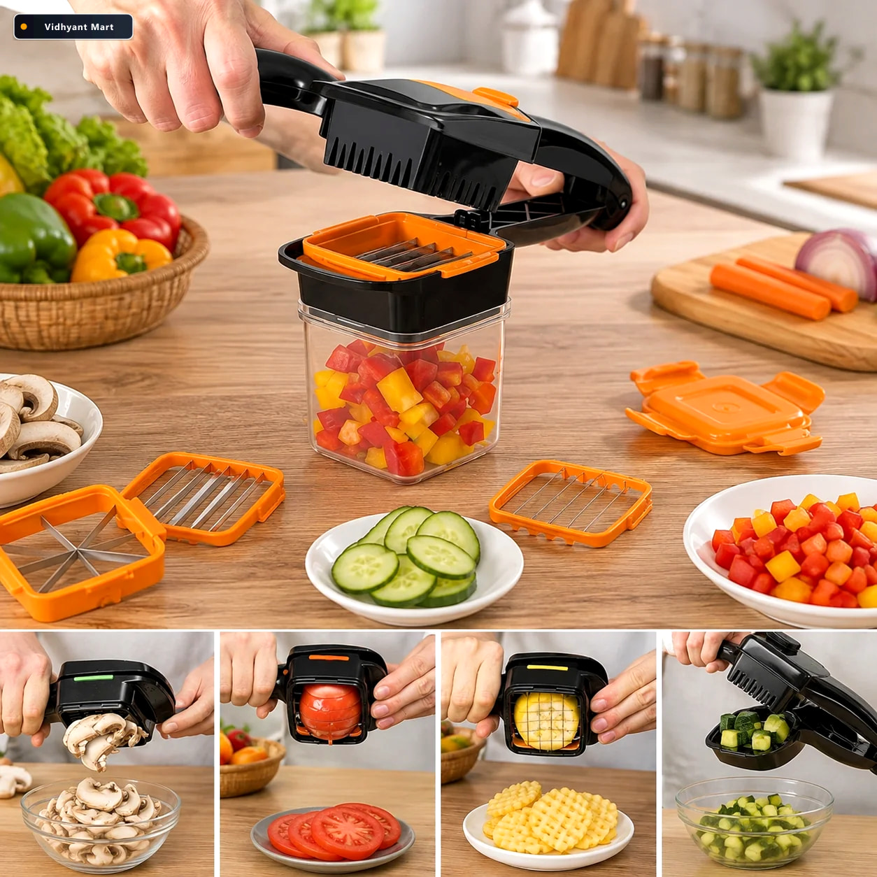 Vidhyant Mart Vegetable Chopper 5 In 1 Multi Functional Food Dic 2