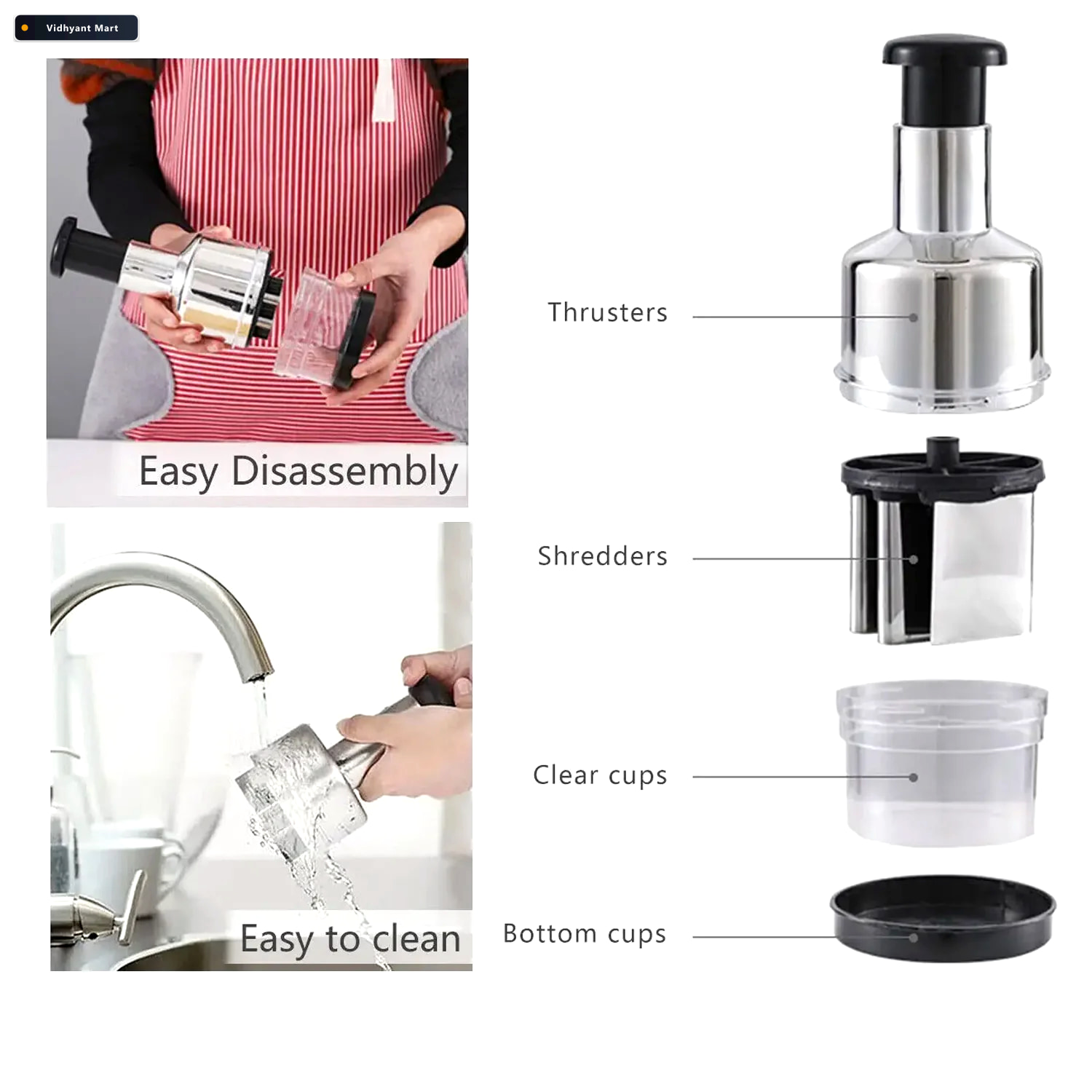 Vidhyant Mart Vegetable Chopper Stainless Steel Easy Prep For Ki 3