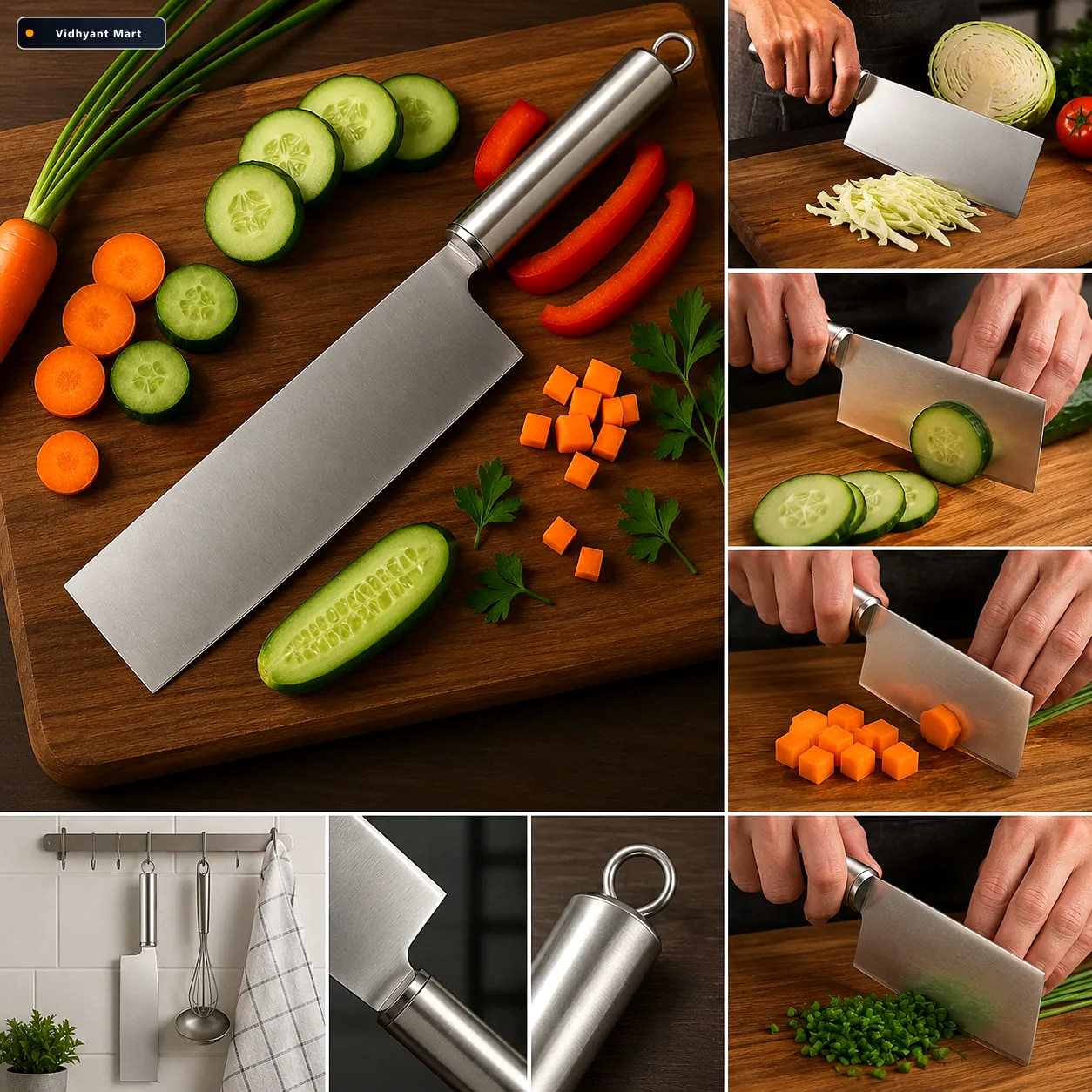 Vidhyant Mart Vegetable Cleaver Knife Ultra Sharp Stainless Stee 1