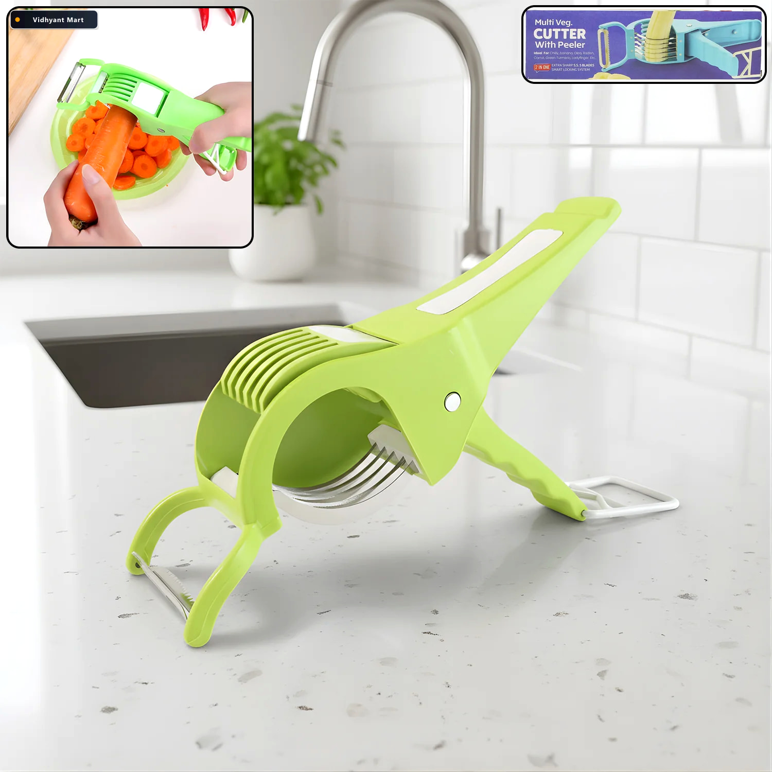 Vidhyant Mart Vegetable Cutter With Peeler Safe Efficient Slicin 1