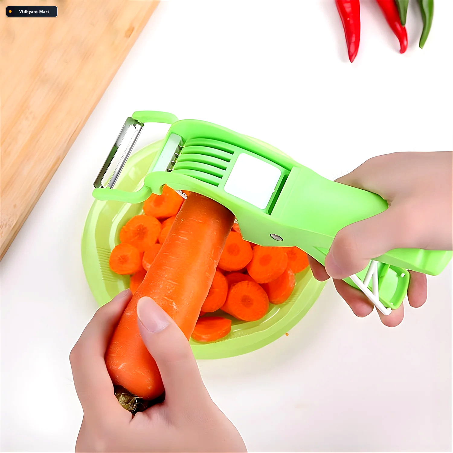 Vidhyant Mart Vegetable Cutter With Peeler Safe Efficient Slicin 3