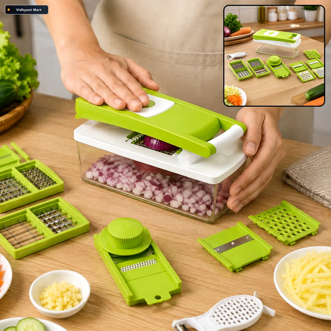 Vidhyant Mart Vegetable Dicer 14 In 1 Multi Functional Chopper H 1
