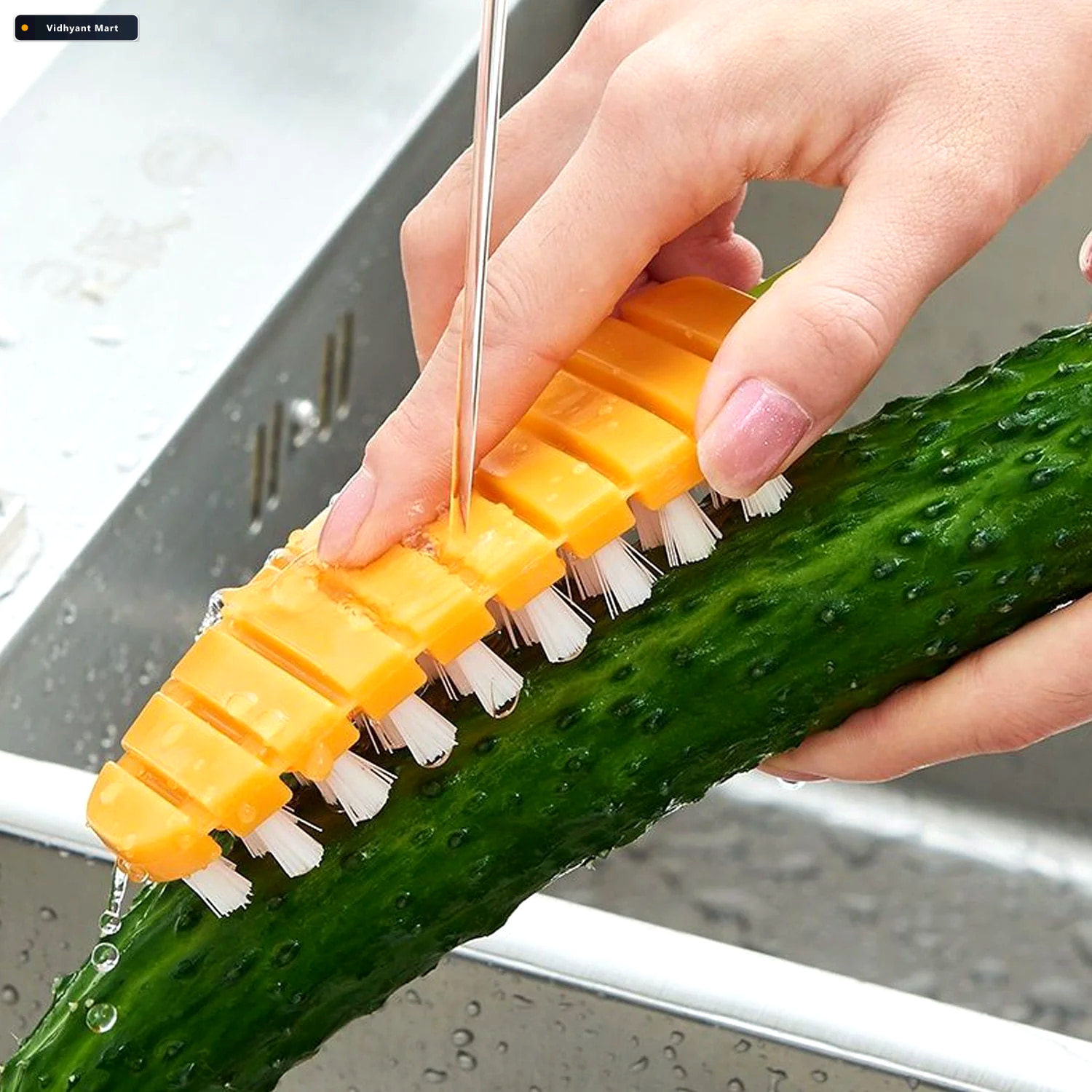 Vidhyant Mart Vegetable Scrubbing Brush Non Toxic Carrot Design 1