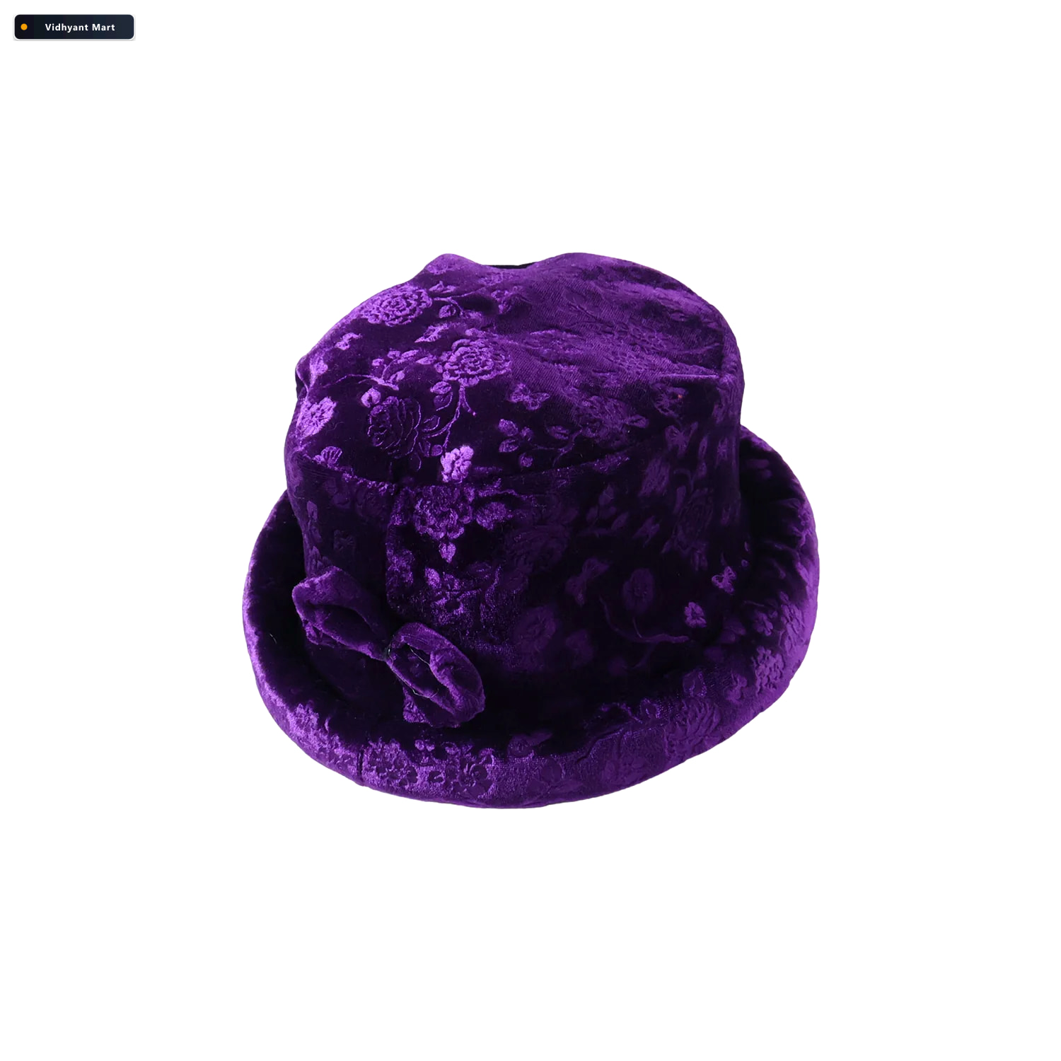 Vidhyant Mart Velvet Floral Bucket Hat Elegant Winter Accessory 3