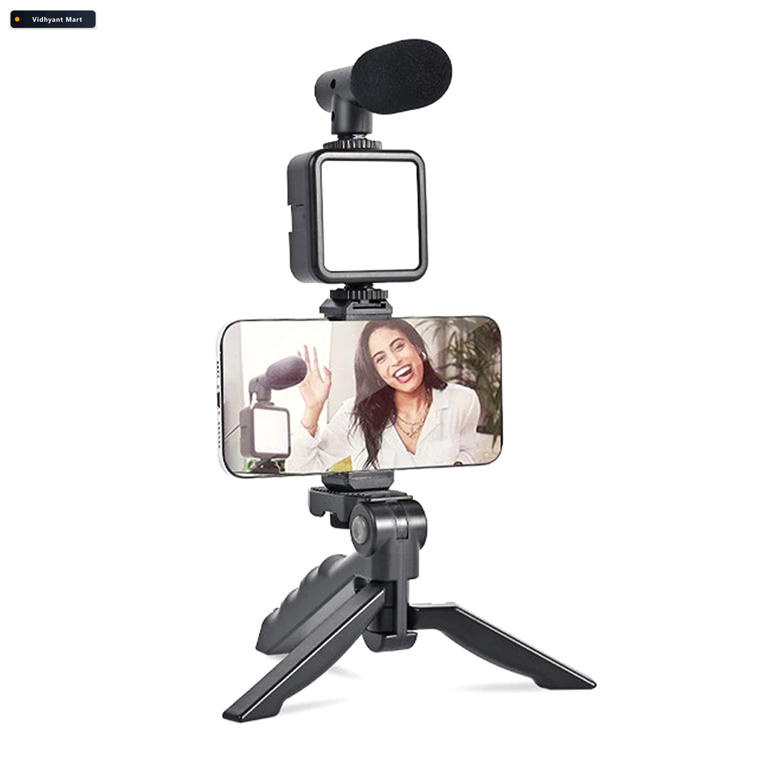 Vidhyant Mart Vlogging Kit Mini Tripod Mic Led Light For Video M 1