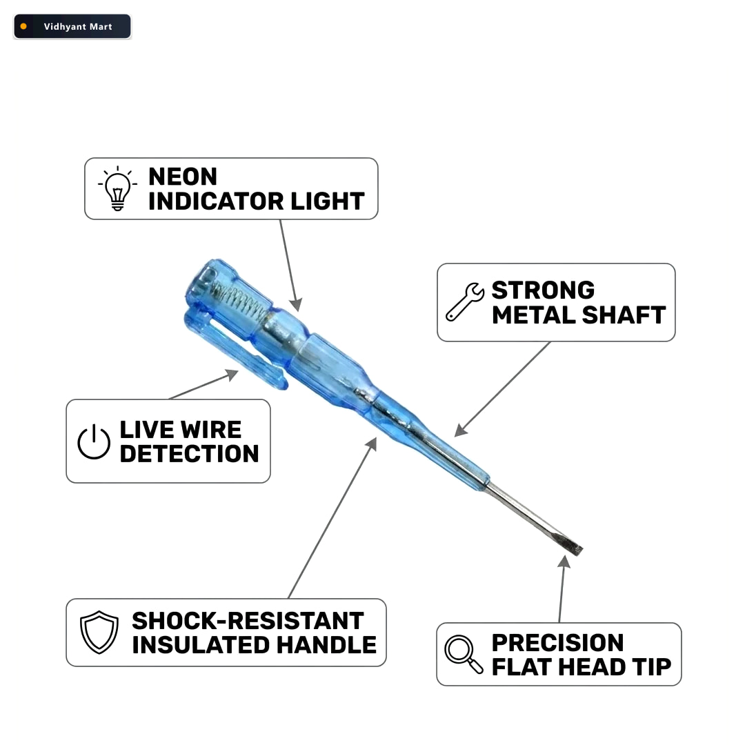 Vidhyant Mart Voltage Tester Screwdriver Insulated 100 500v Ac B 4