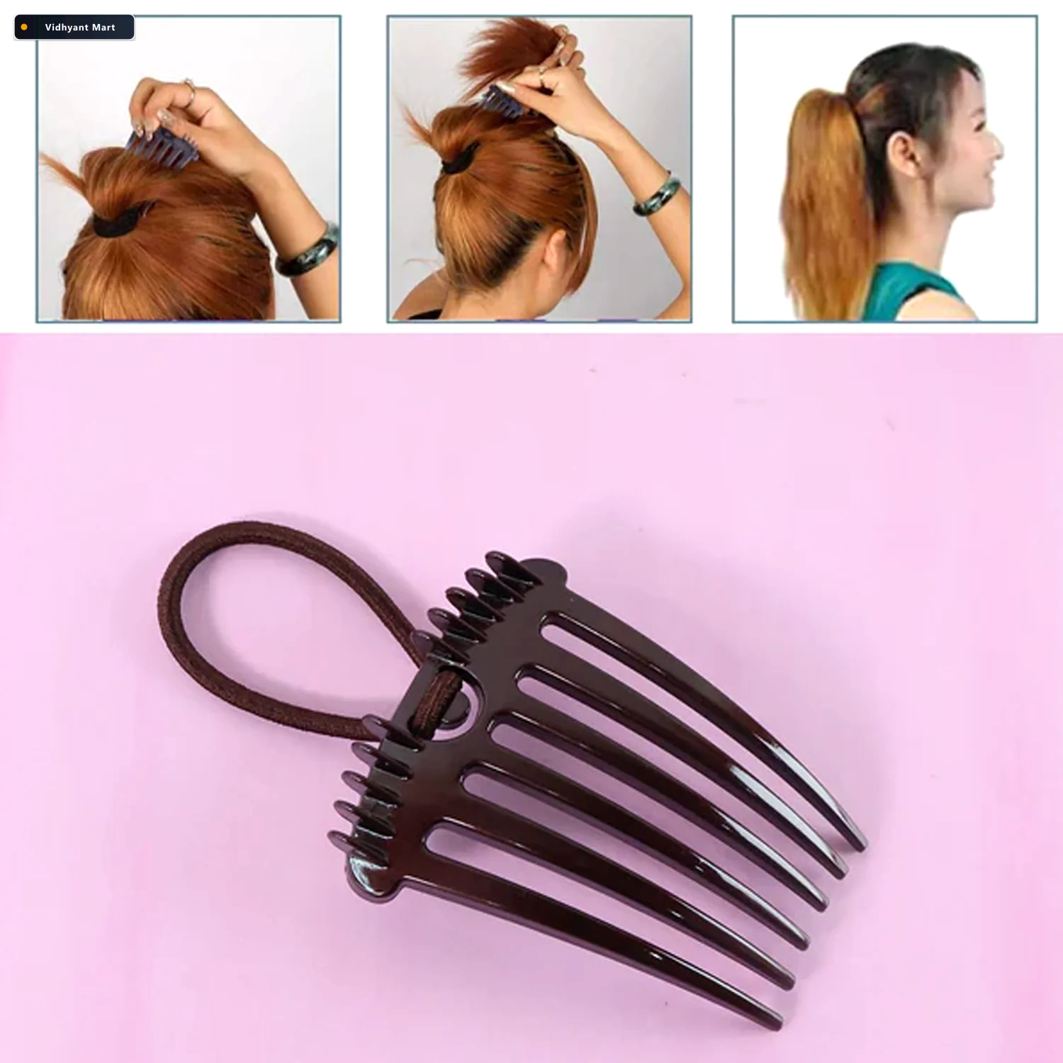 Vidhyant Mart Volumizing Hair Bun Comb Clip Easy Styling Instant 1