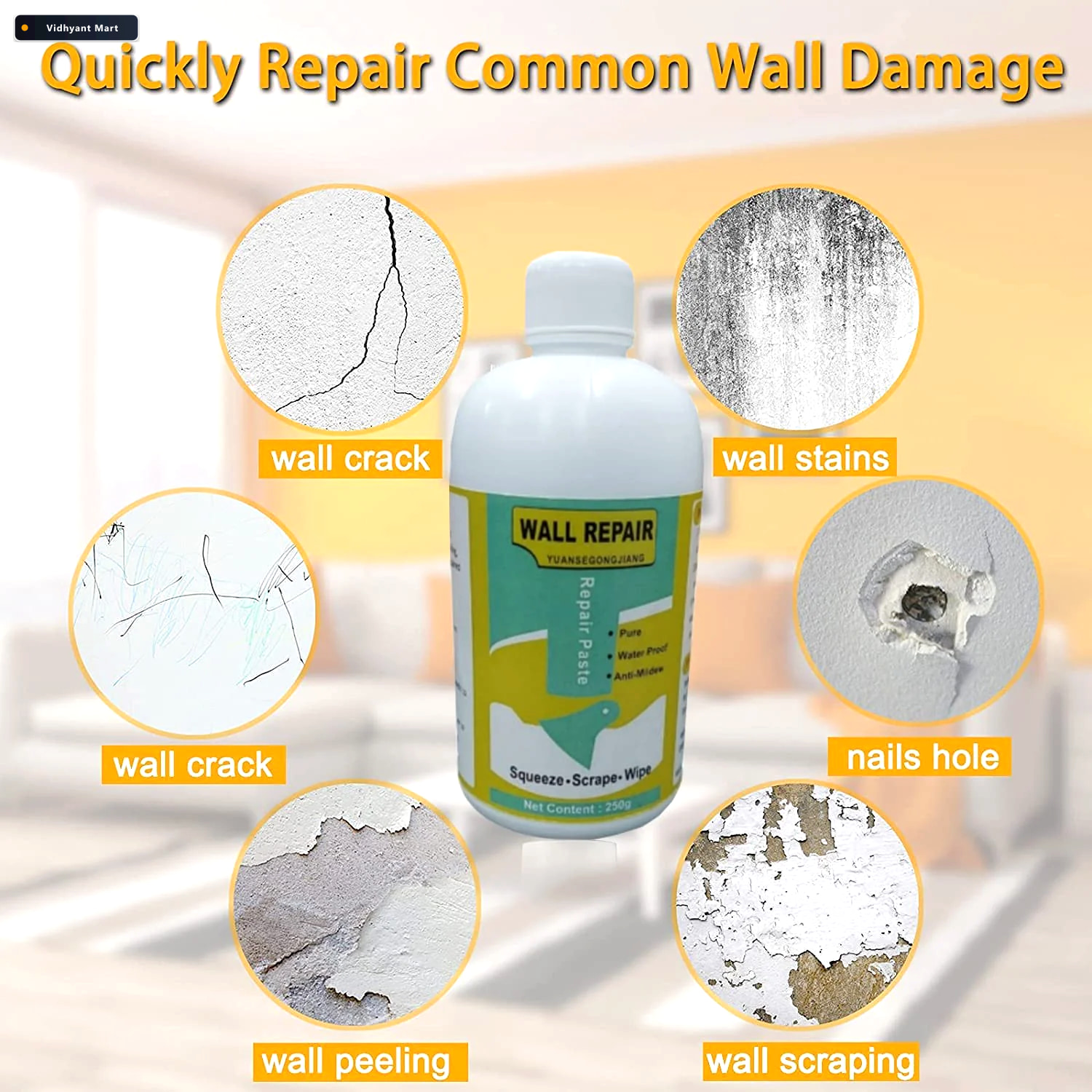 Vidhyant Mart Wall Crack Repair Cream Waterproof 280g Tube With 3
