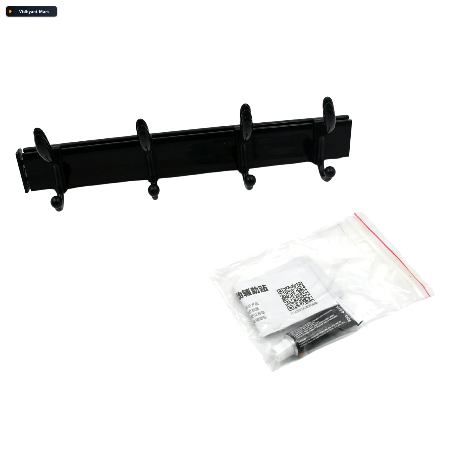 Vidhyant Mart Wall Mount Coat Hanger 4 Hooks Damage Free Eco Adh 4