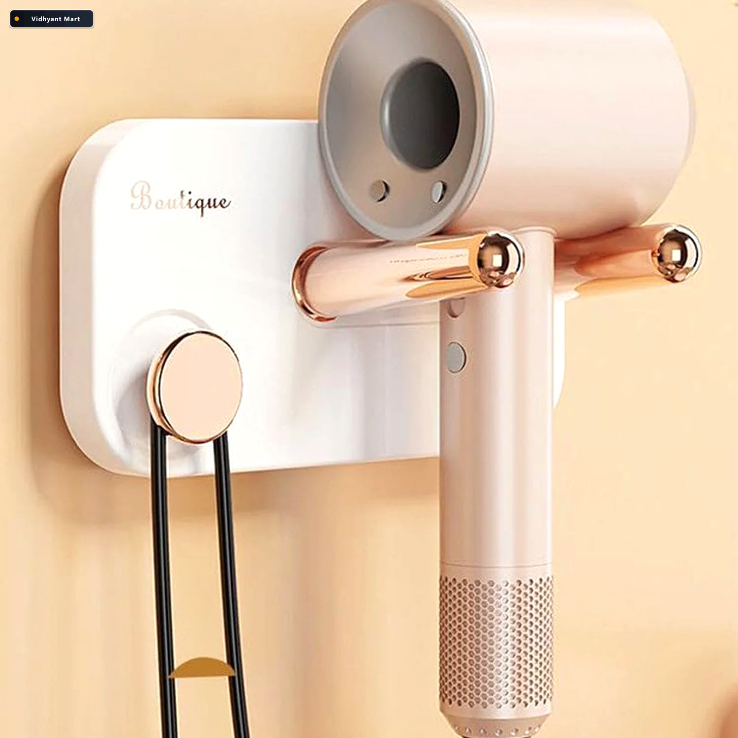 Vidhyant Mart Wall Mount Hair Dryer Holder Space Saving Heat Res 1