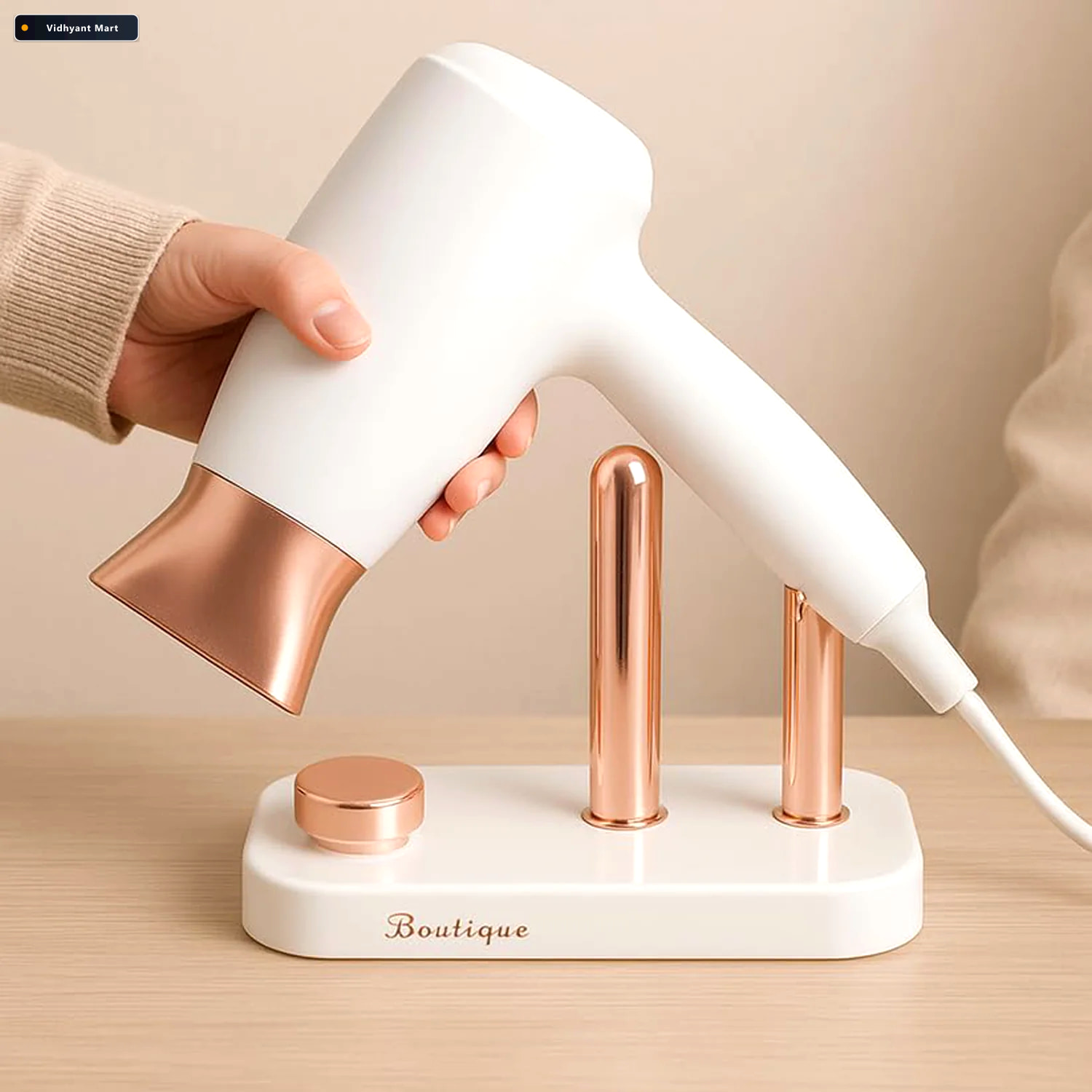 Vidhyant Mart Wall Mount Hair Dryer Holder Space Saving Heat Res 3