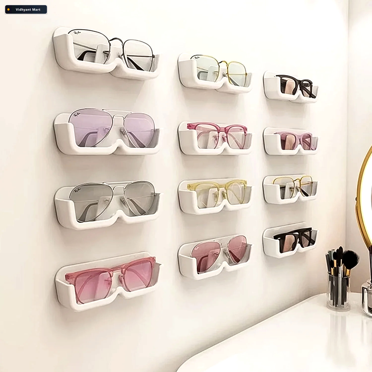 Vidhyant Mart Wall Mount Sunglass Holder Adhesive Space Saving F 3