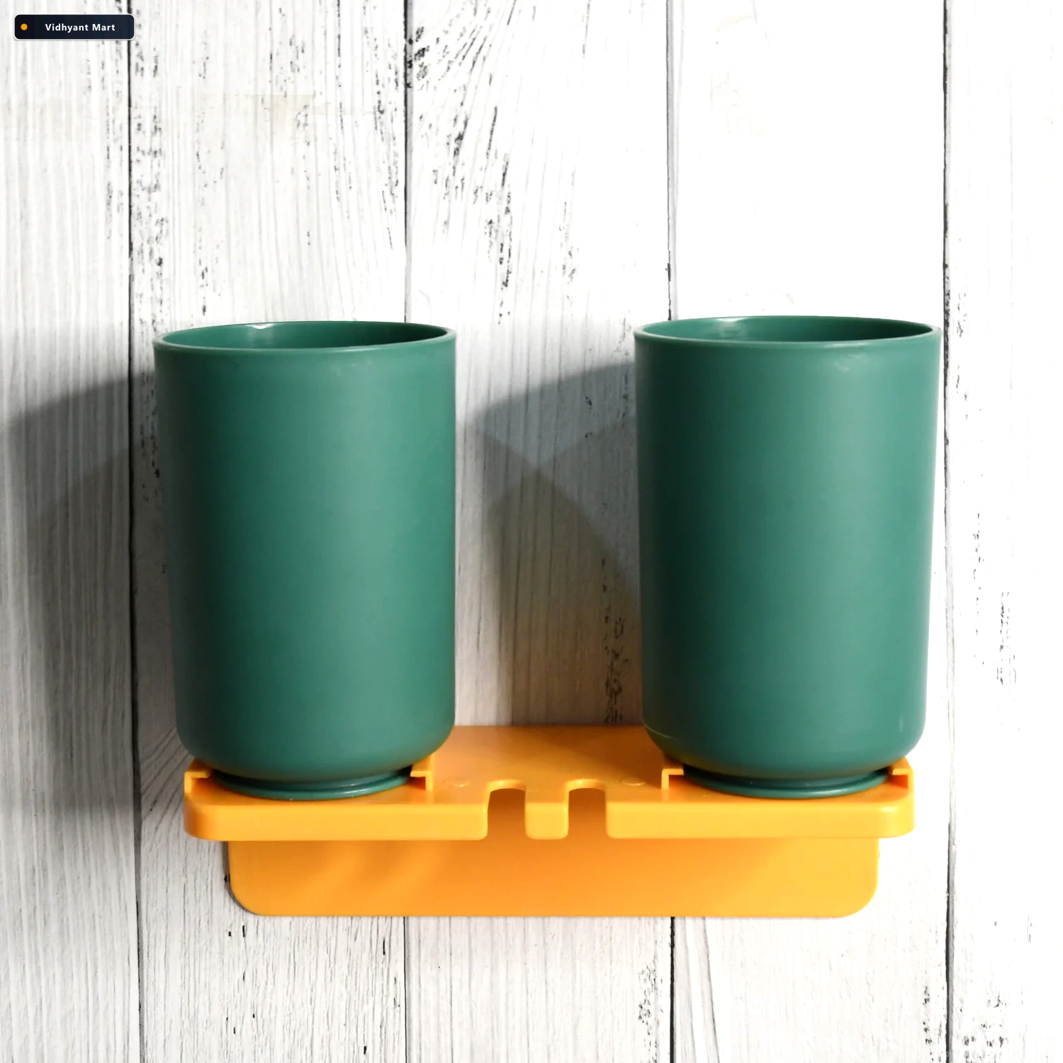Vidhyant Mart Wall Mount Toothbrush Holder 2 Cups Self Adhesive 1