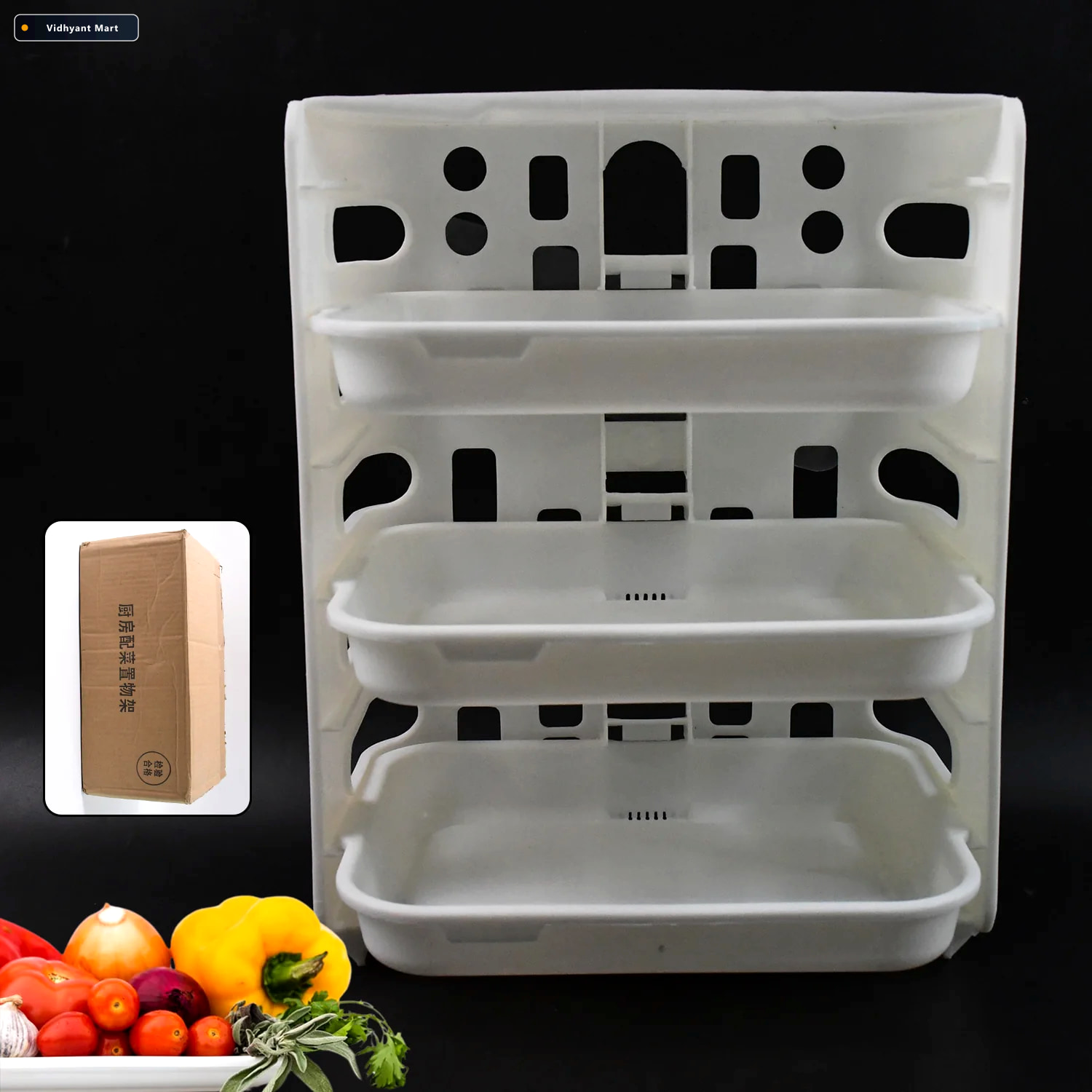 Vidhyant Mart Wall Mounted Food Organizer Rack 3 Layer Plastic K 1