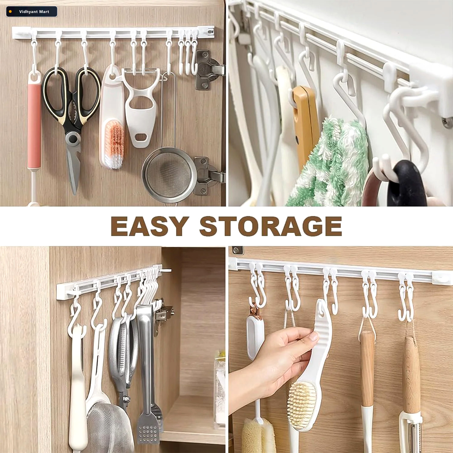 Vidhyant Mart Wall Mounted Kitchen Storage Rack With 10 Adjustab 3