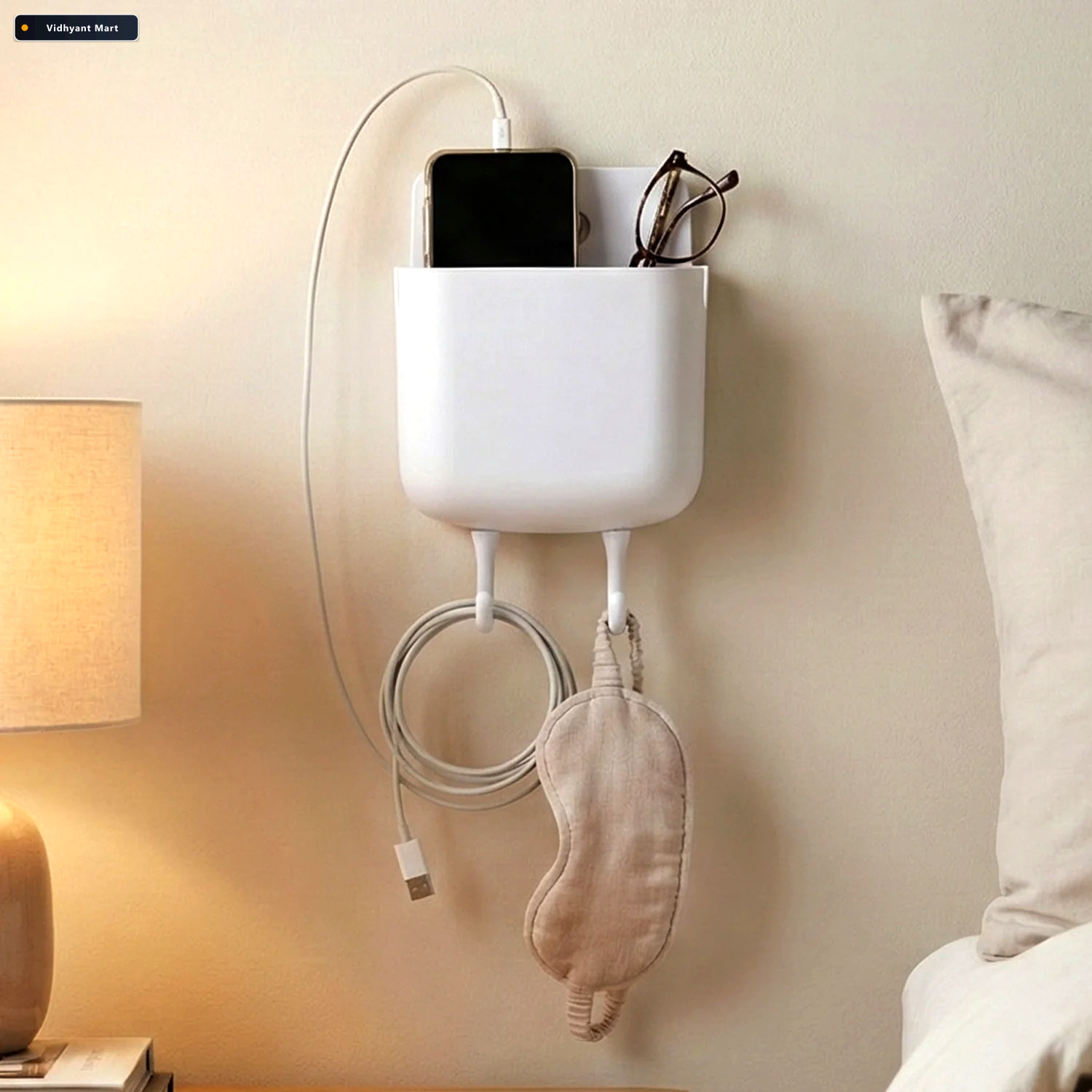 Vidhyant Mart Wall Mounted Mobile Charging Holder Space Saving O 1