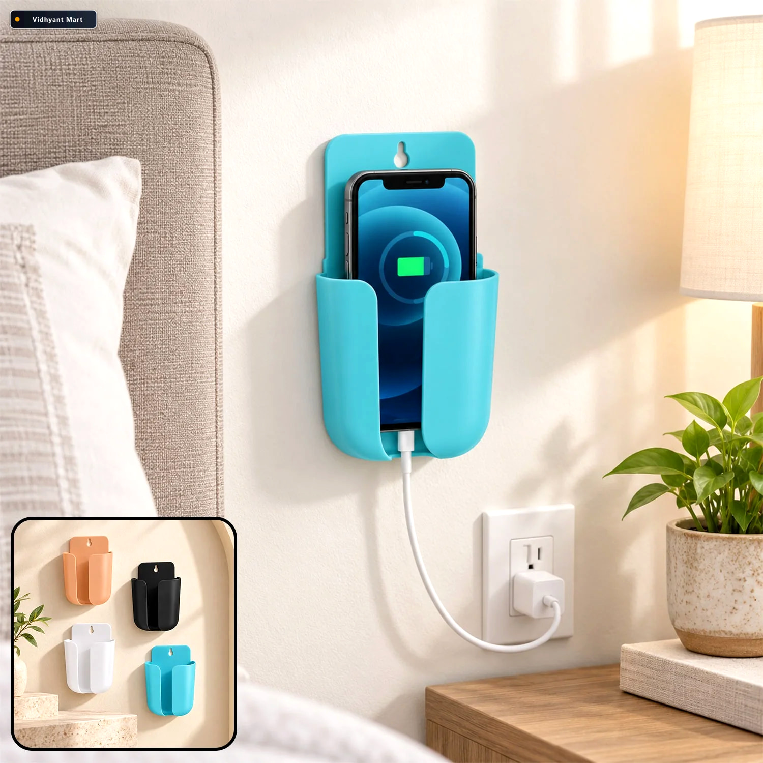 Vidhyant Mart Wall Mounted Phone Holder Multi Functional Organiz 1