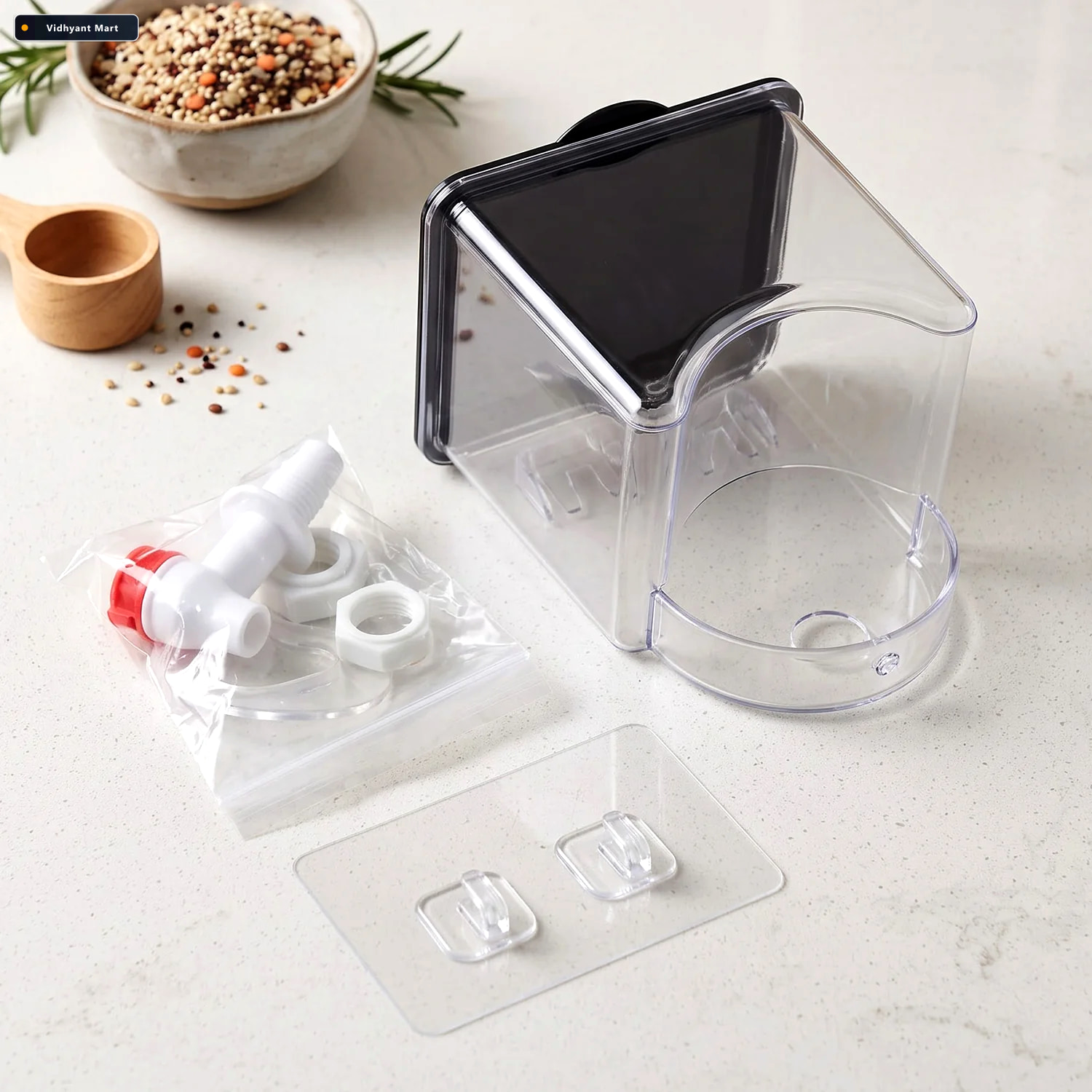 Vidhyant Mart Wall Mounted Plastic Oil Dispenser With Tap For Ki 3