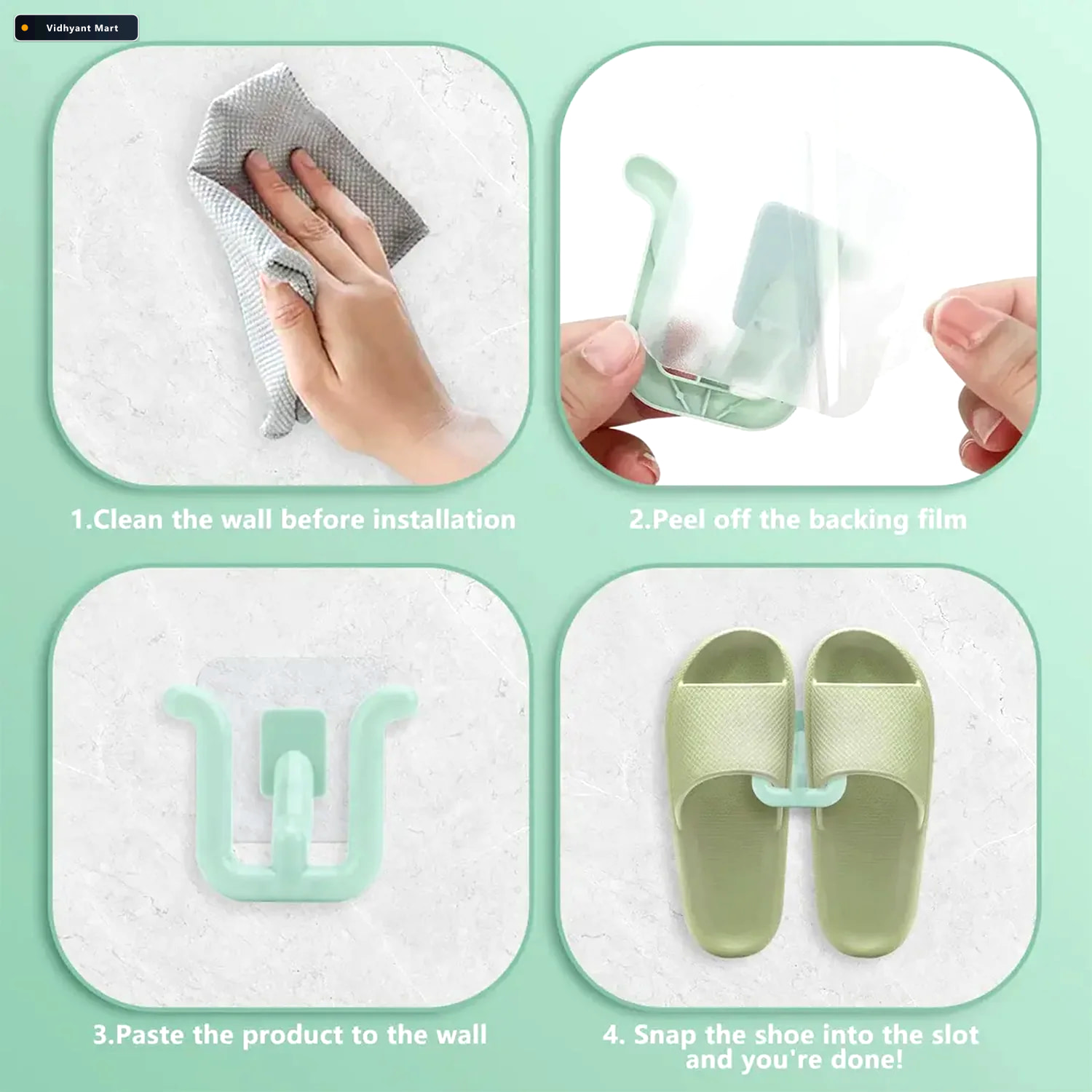 Vidhyant Mart Wall Mounted Slipper Holder Space Saving Easy To I 4