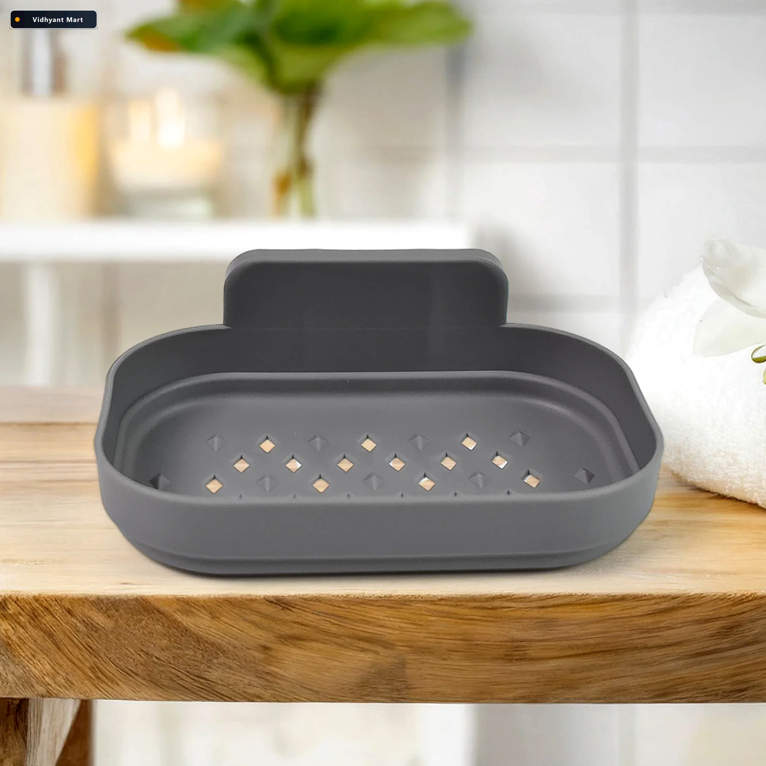 Vidhyant Mart Wall Mounted Soap Dish Self Adhesive Plastic Holde 2