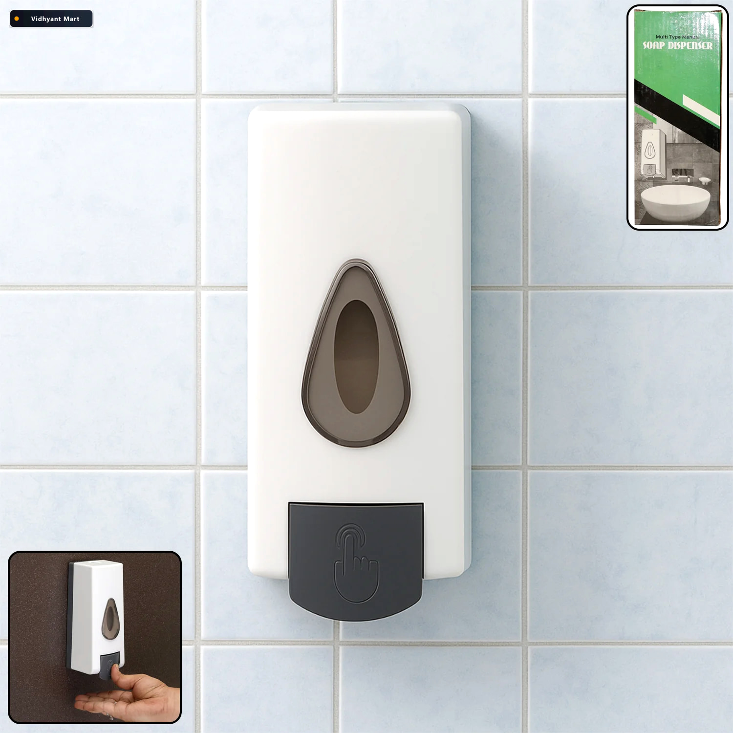 Vidhyant Mart Wall Mounted Soap Dispenser Refillable Push Button 1
