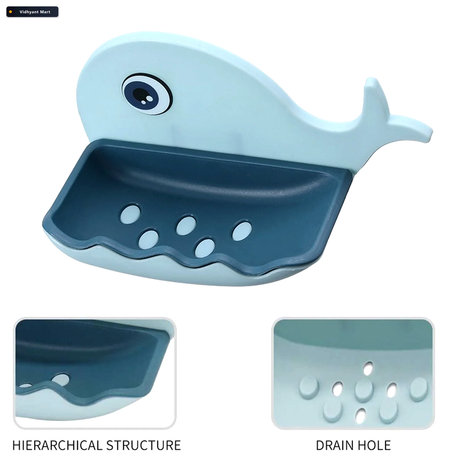 Vidhyant Mart Wall Mounted Soap Holder Fish Shape Double Layer A 4