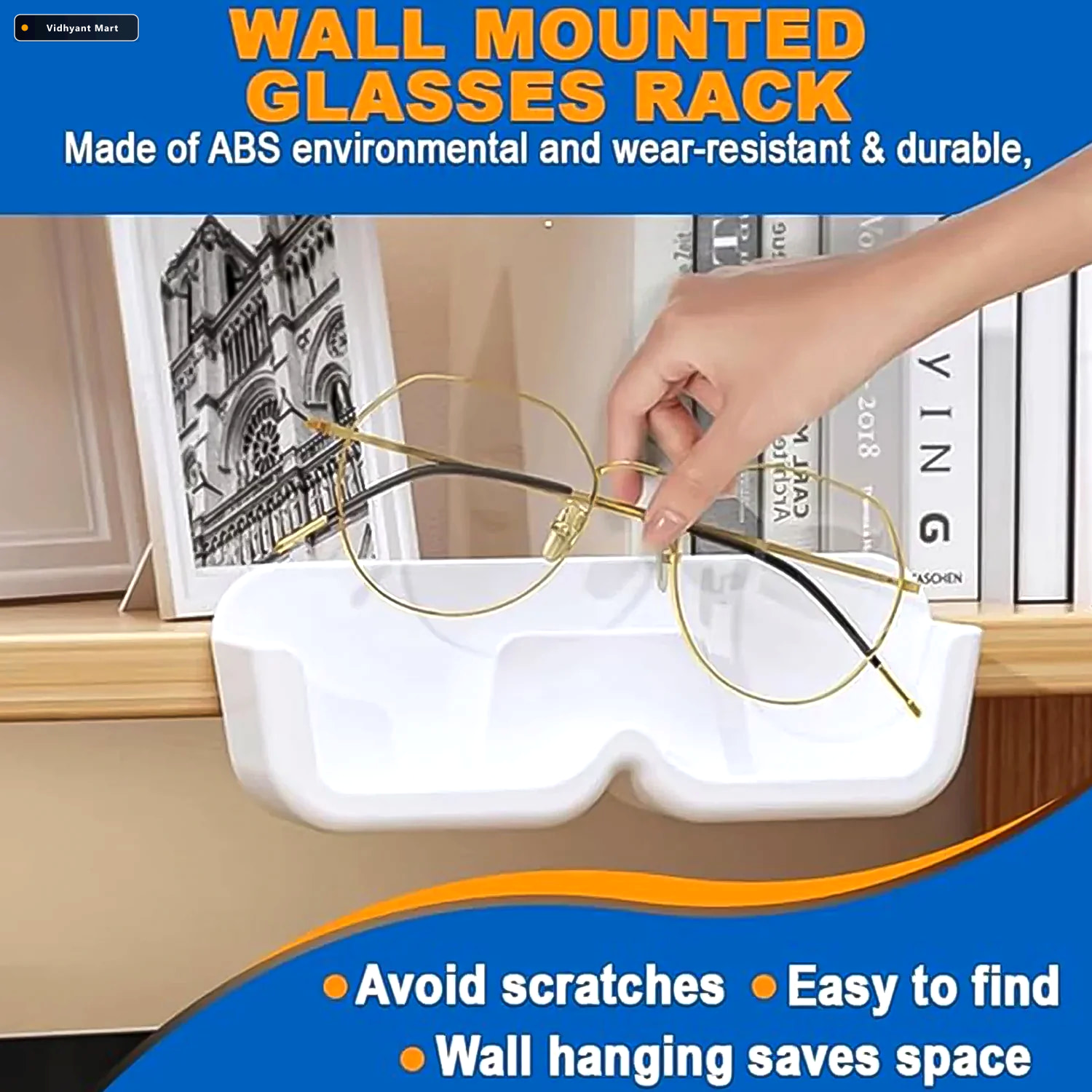Vidhyant Mart Wall Mounted Sunglasses Holder 4 Pc Adhesive Set G 3
