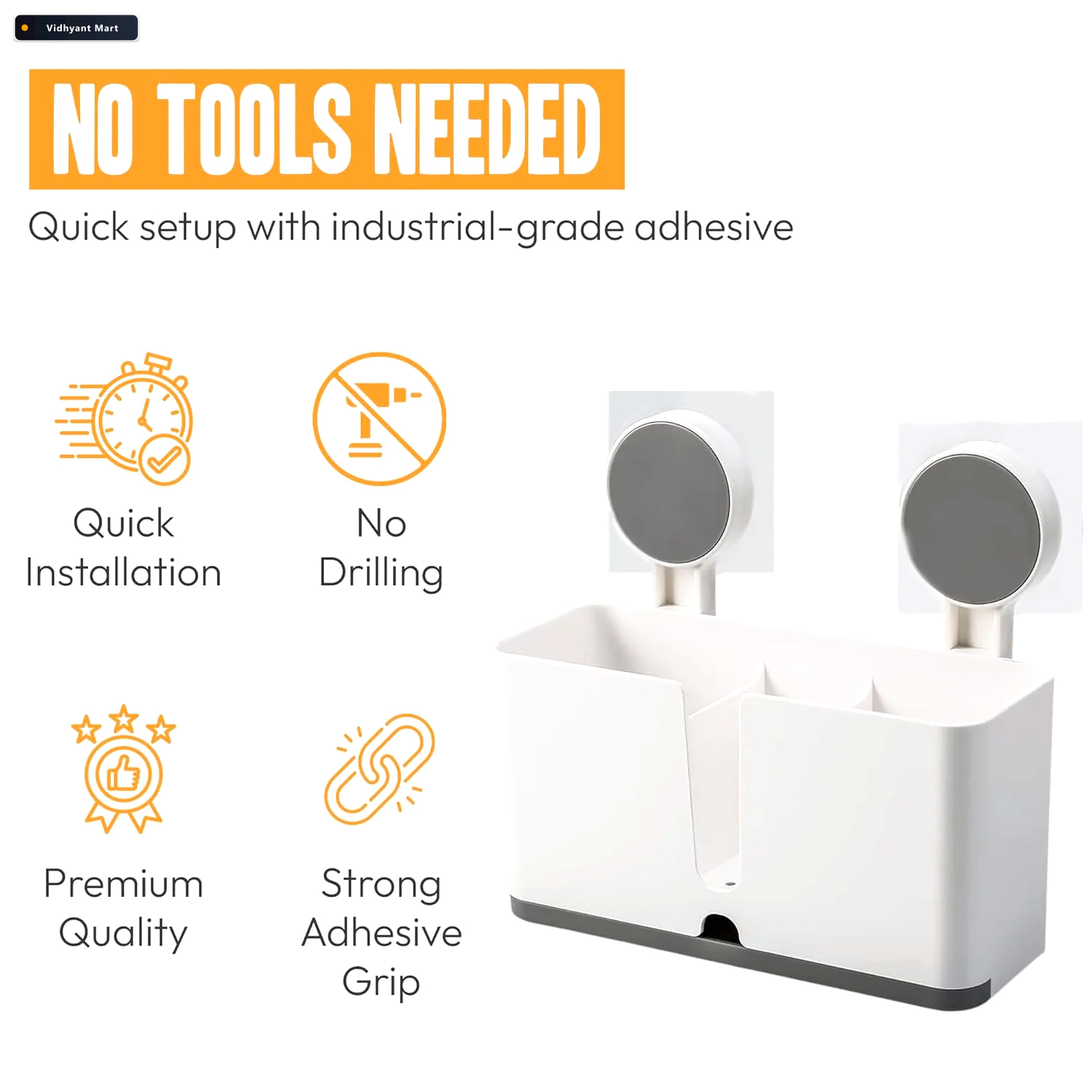 Vidhyant Mart Wall Mounted Toothbrush Holder 3 Compartments With 3