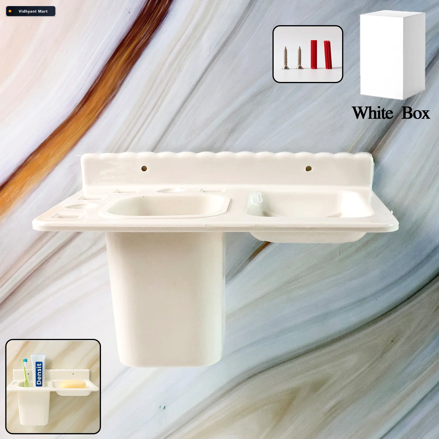 Vidhyant Mart Wall Mounted Toothbrush Holder 3in1 Multi Compartm 1