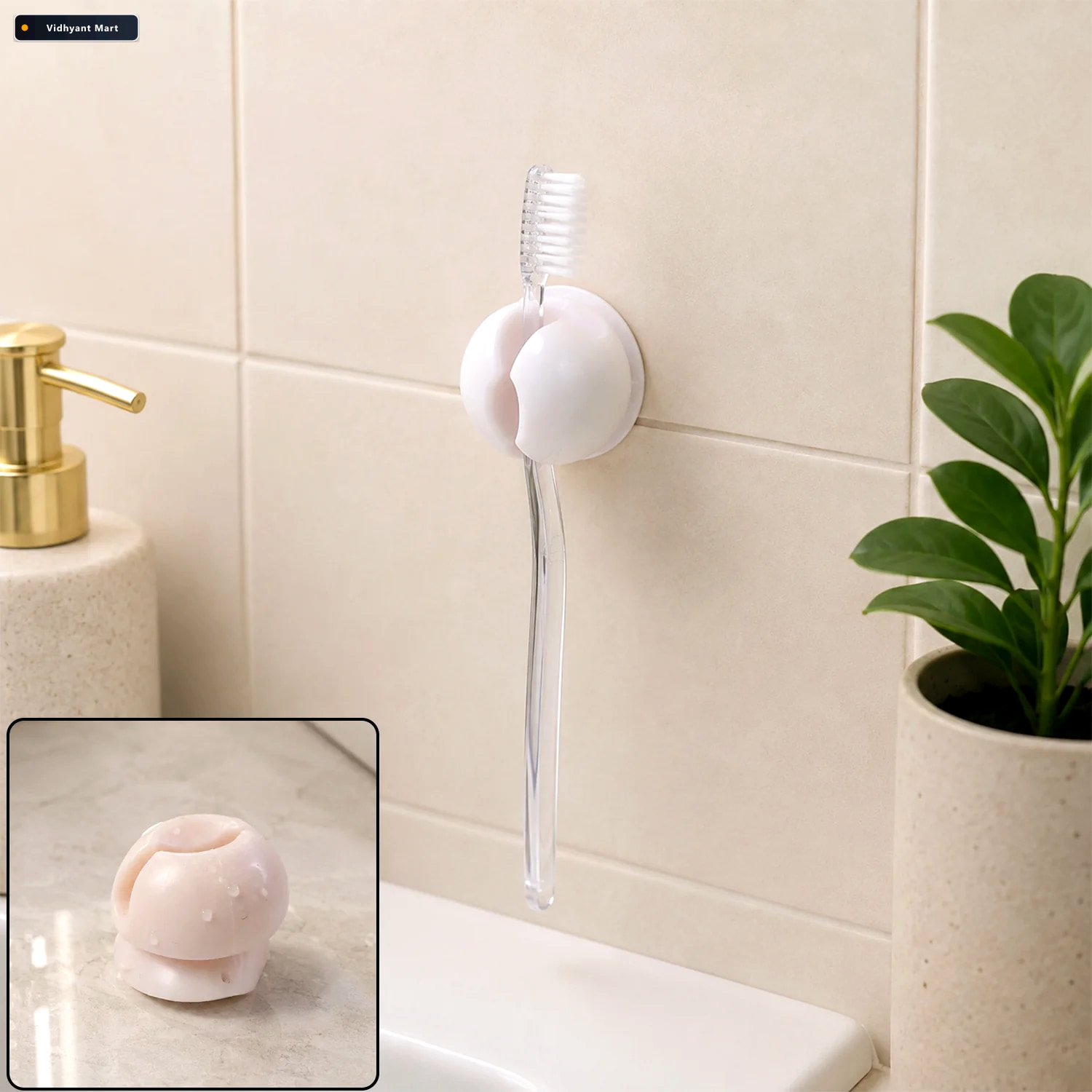 Vidhyant Mart Wall Mounted Toothbrush Holder Clip For Bathroom W 1