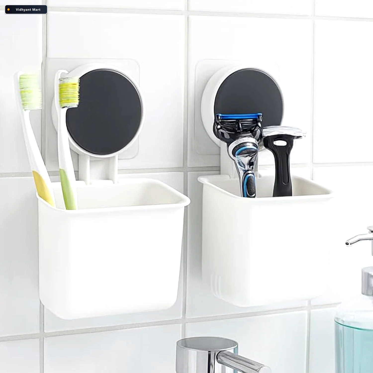 Vidhyant Mart Wall Mounted Toothbrush Holder Easy Adhesive Insta 3