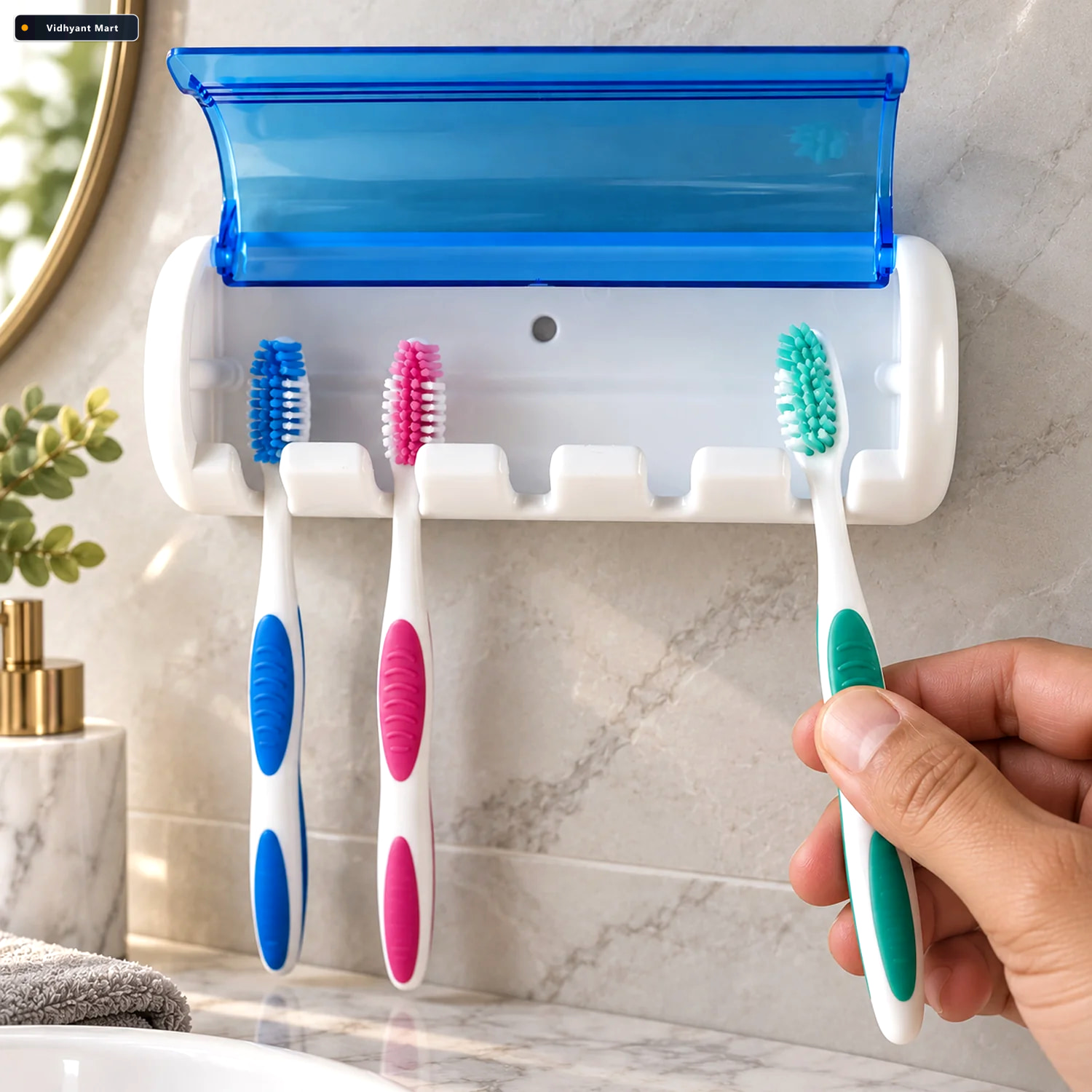 Vidhyant Mart Wall Mounted Toothbrush Holder Hygienic Space Savi 2