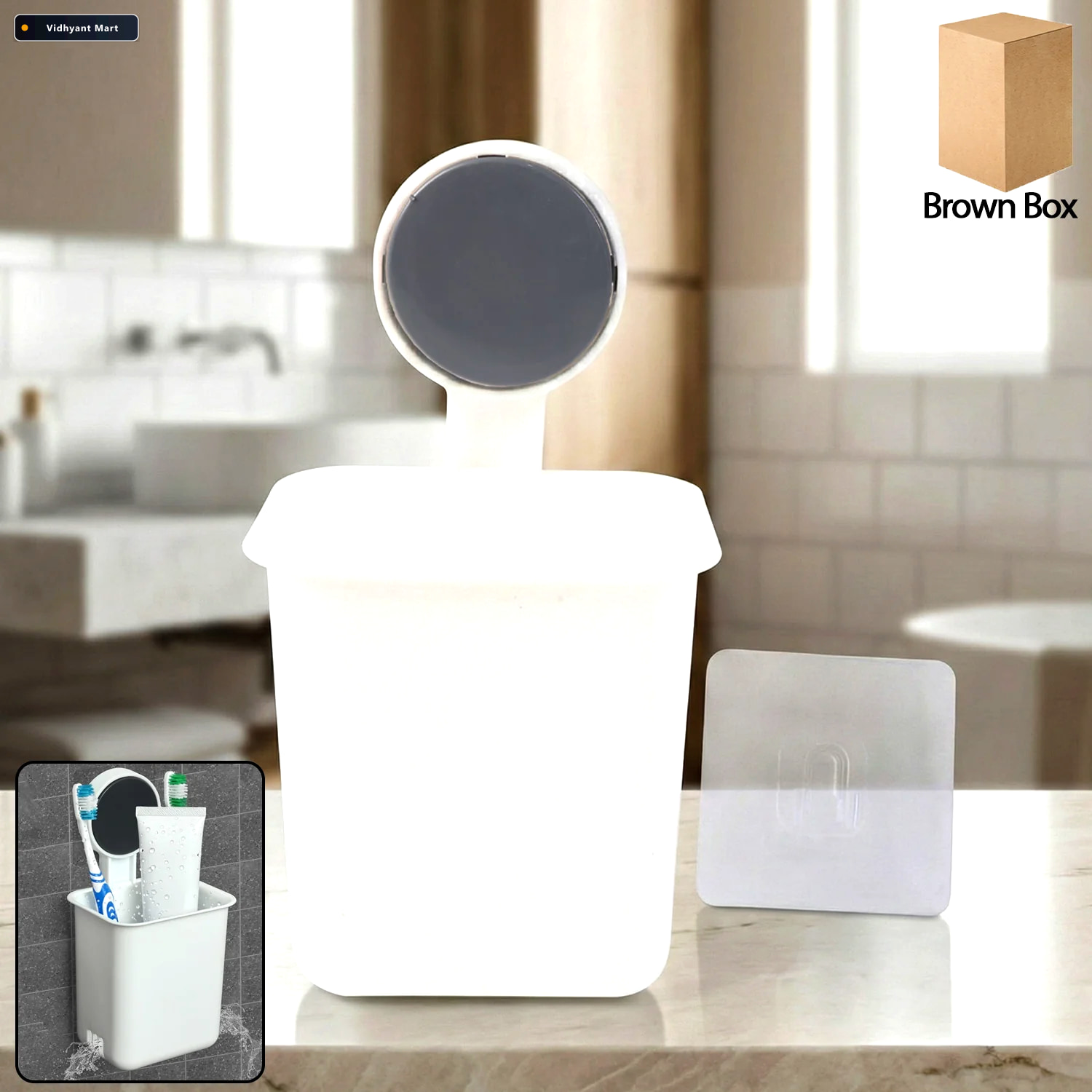 Vidhyant Mart Wall Mounted Toothbrush Holder No Drill Space Savi 1