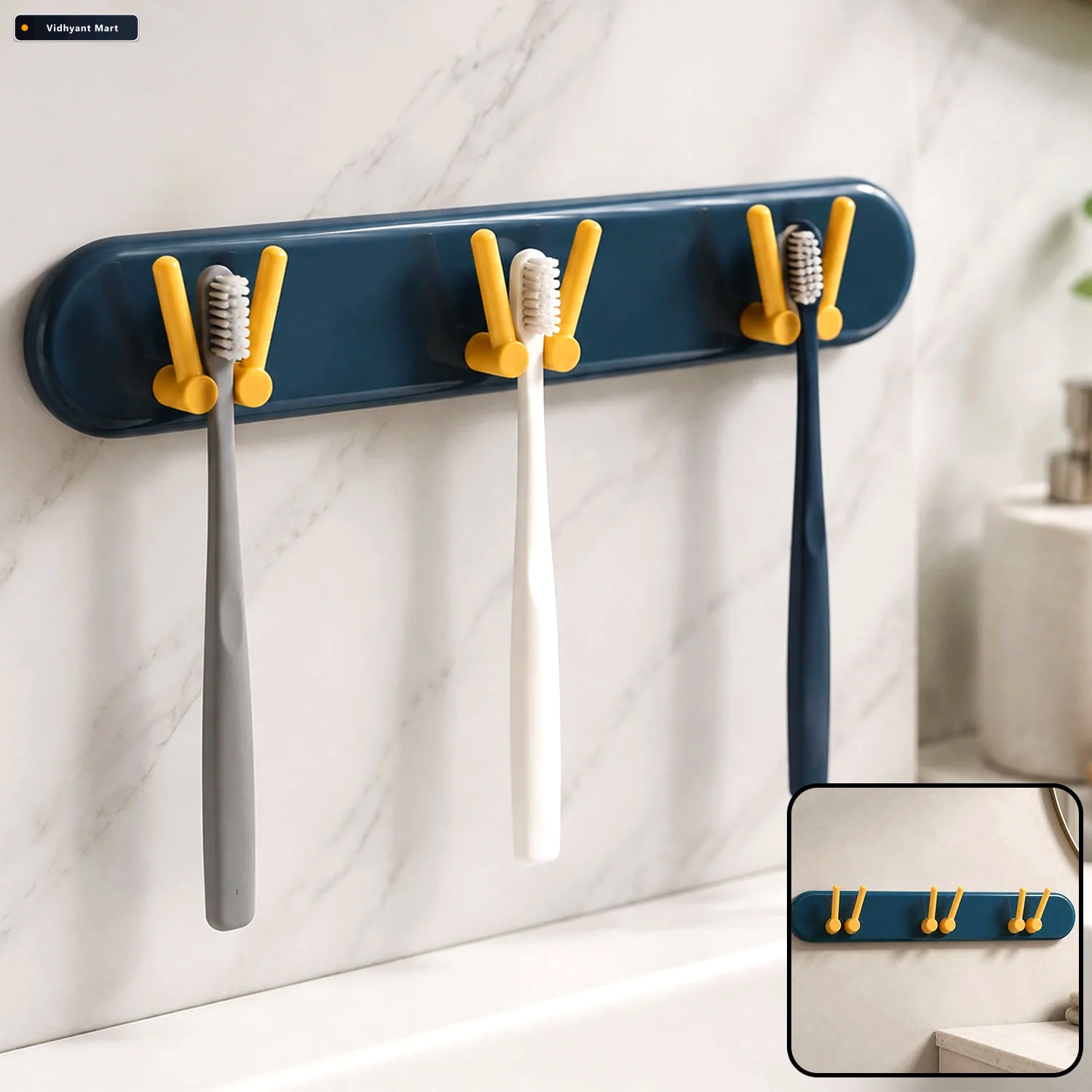 Vidhyant Mart Wall Mounted Toothbrush Holder Plastic Bathroom Or 1