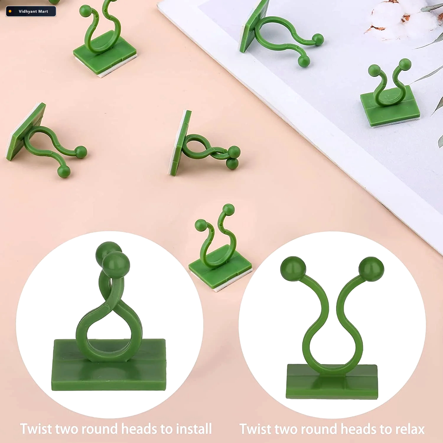Vidhyant Mart Wall Plant Clips 30 Pcs Self Adhesive Support Deod 1