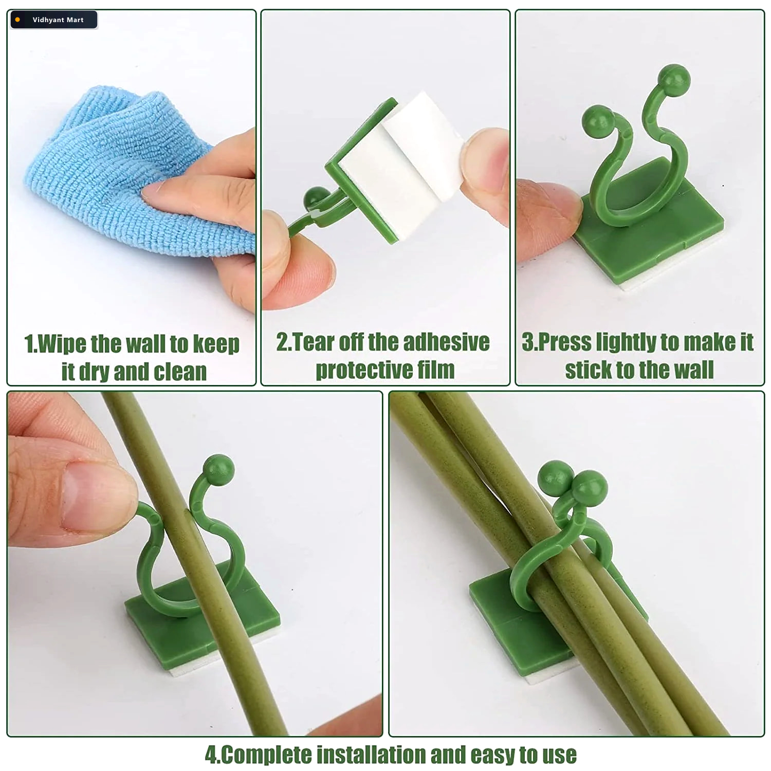 Vidhyant Mart Wall Plant Clips 30 Pcs Self Adhesive Support Deod 3
