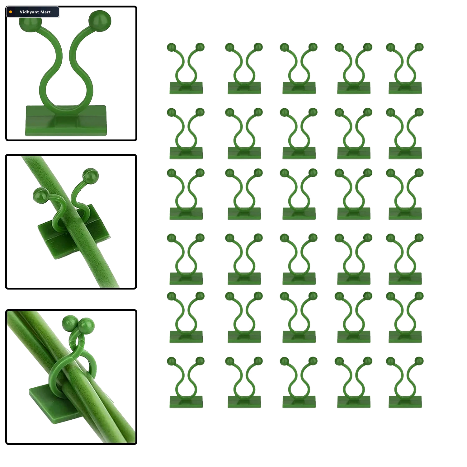 Vidhyant Mart Wall Plant Clips 30 Pcs Self Adhesive Support Deod 4