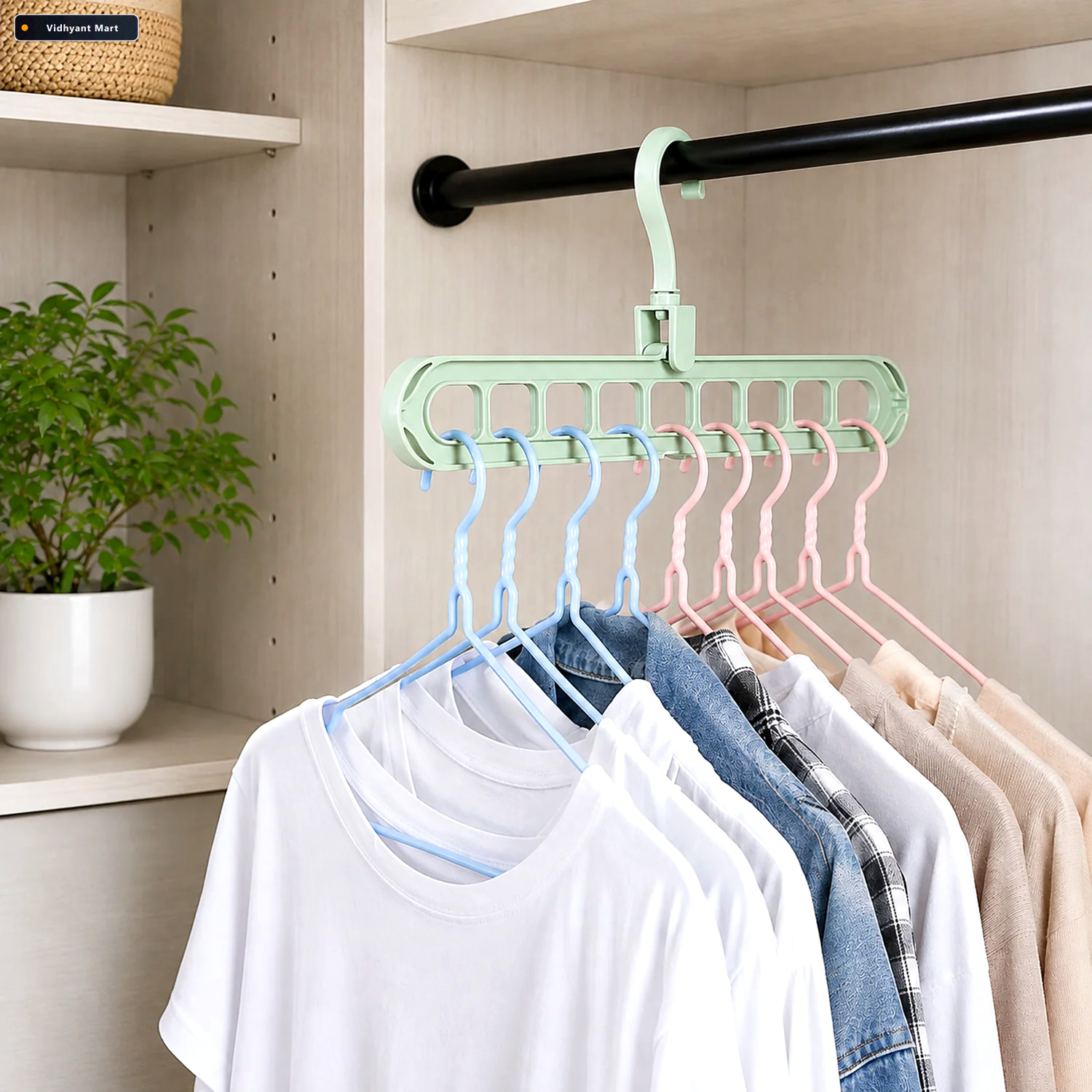 Vidhyant Mart Wardrobe Organizer Hanger Space Saving Multi Hole 1