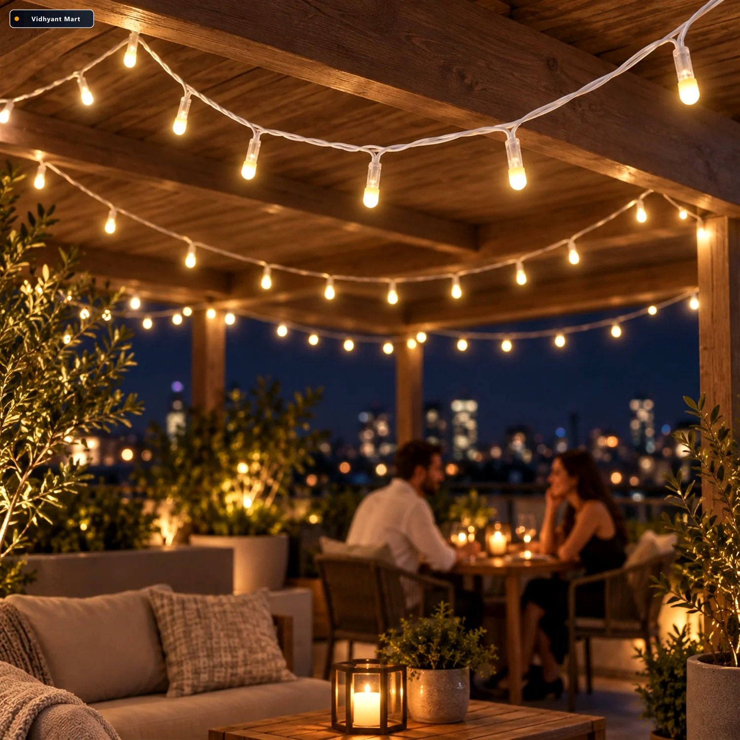Vidhyant Mart Warm White Led String Light Series With Two Pin Pl 1