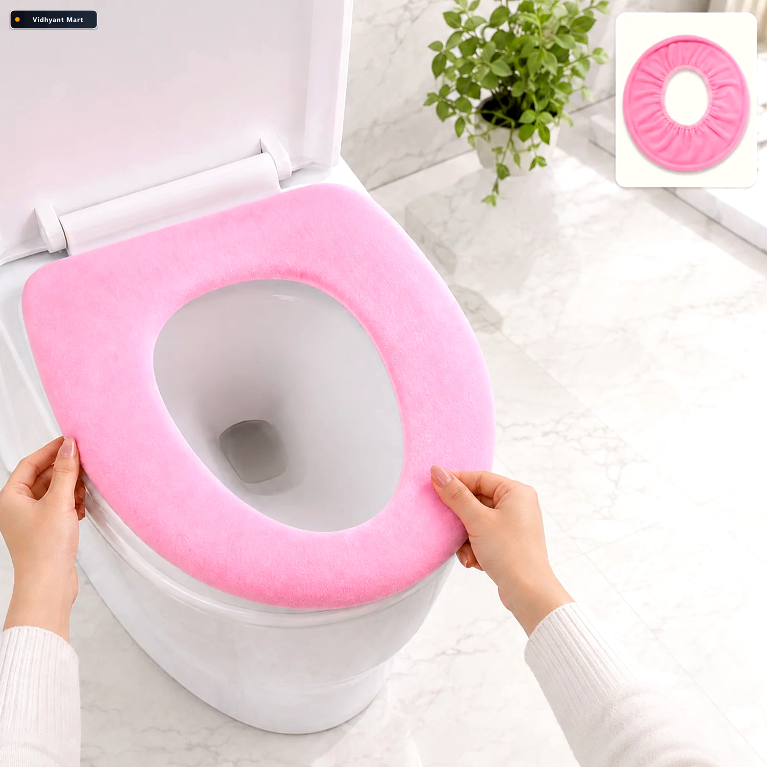 Vidhyant Mart Washable Toilet Seat Cover Soft Warm Bathora 1