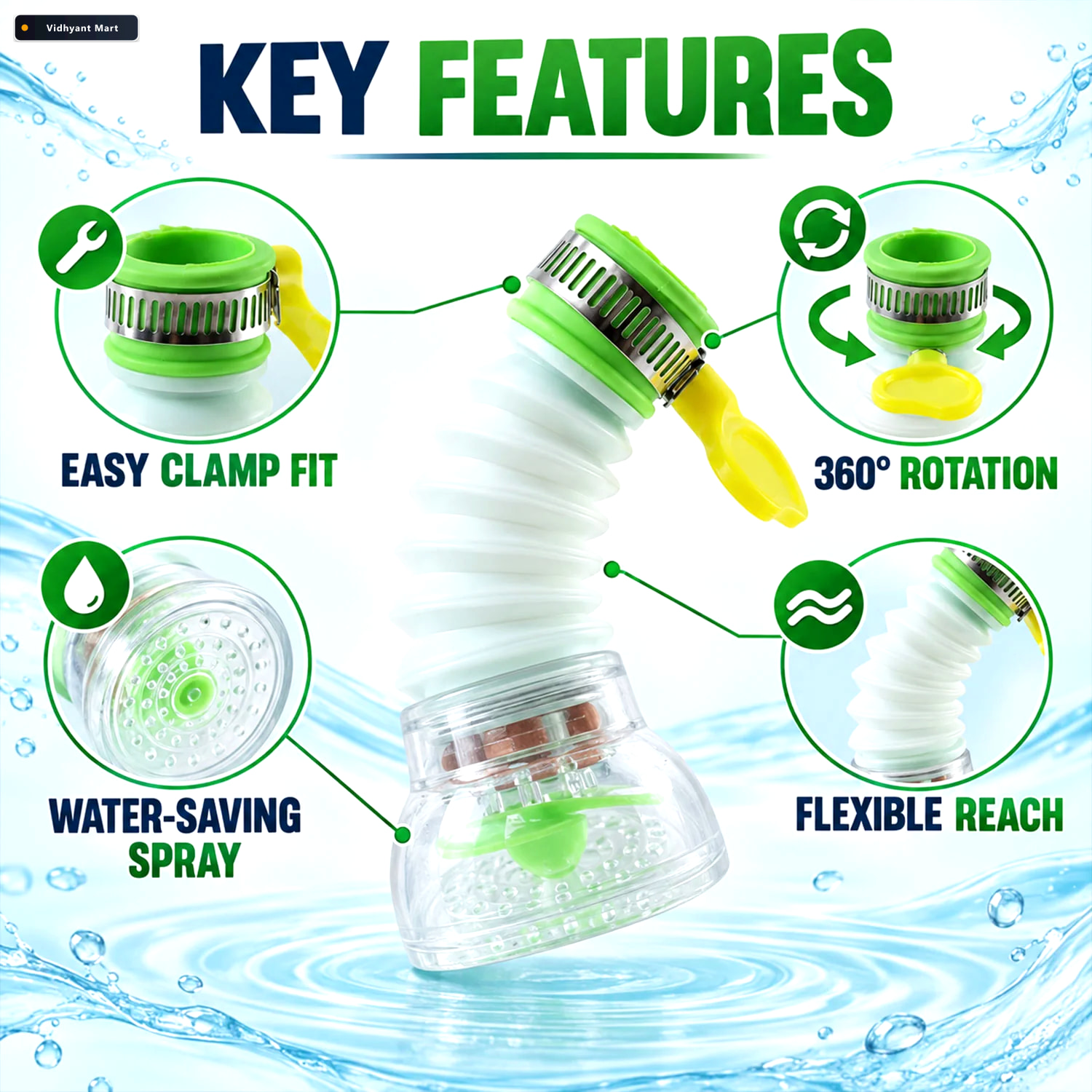 Vidhyant Mart Water Saving Faucet 360 Rotating Sprayer Mist Rela 3