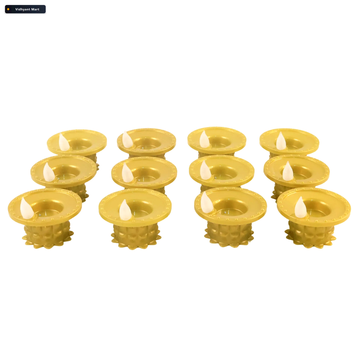Vidhyant Mart Water Sensor Led Diyas Set Of 12 Flameless Golden 4