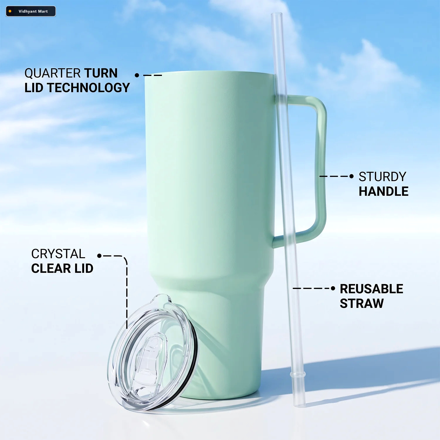 Vidhyant Mart Water Tumbler 1800 Ml For Women With Handle And St 2