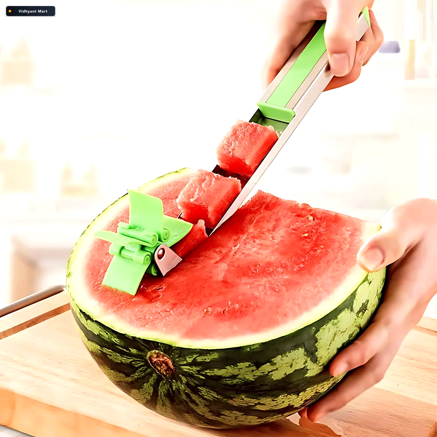 Vidhyant Mart Watermelon Cutter Stainless Steel Windmill Slicer 1