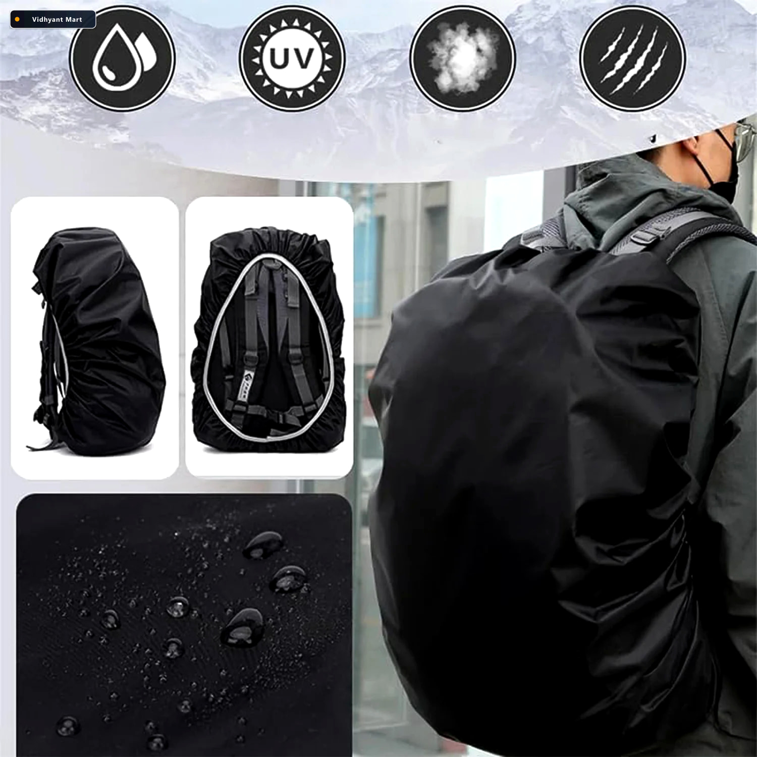 Vidhyant Mart Waterproof Backpack Rain Cover For 20 40l Bags 3